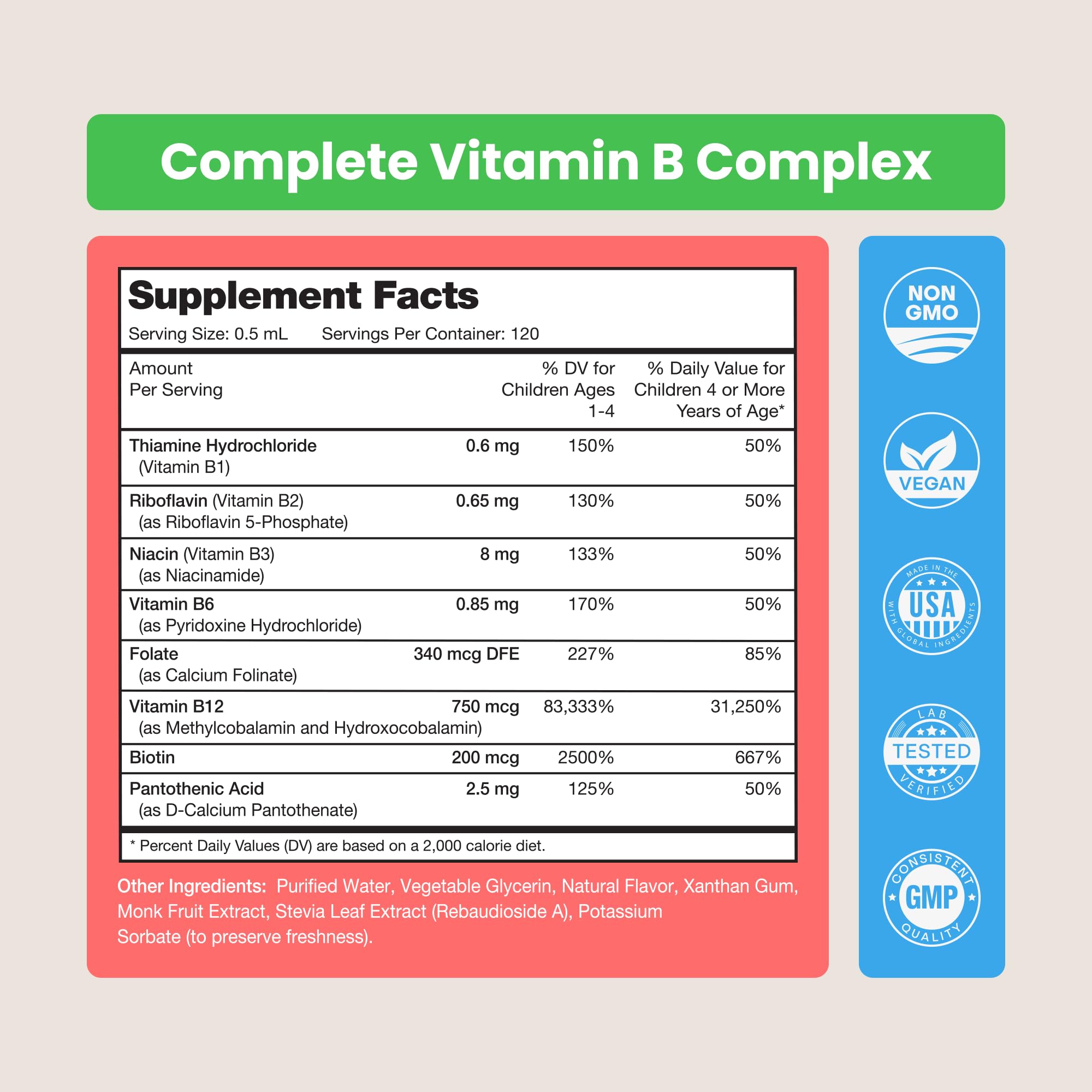 NutraChamps Kids B Complex Liquid Drops in a glass of water