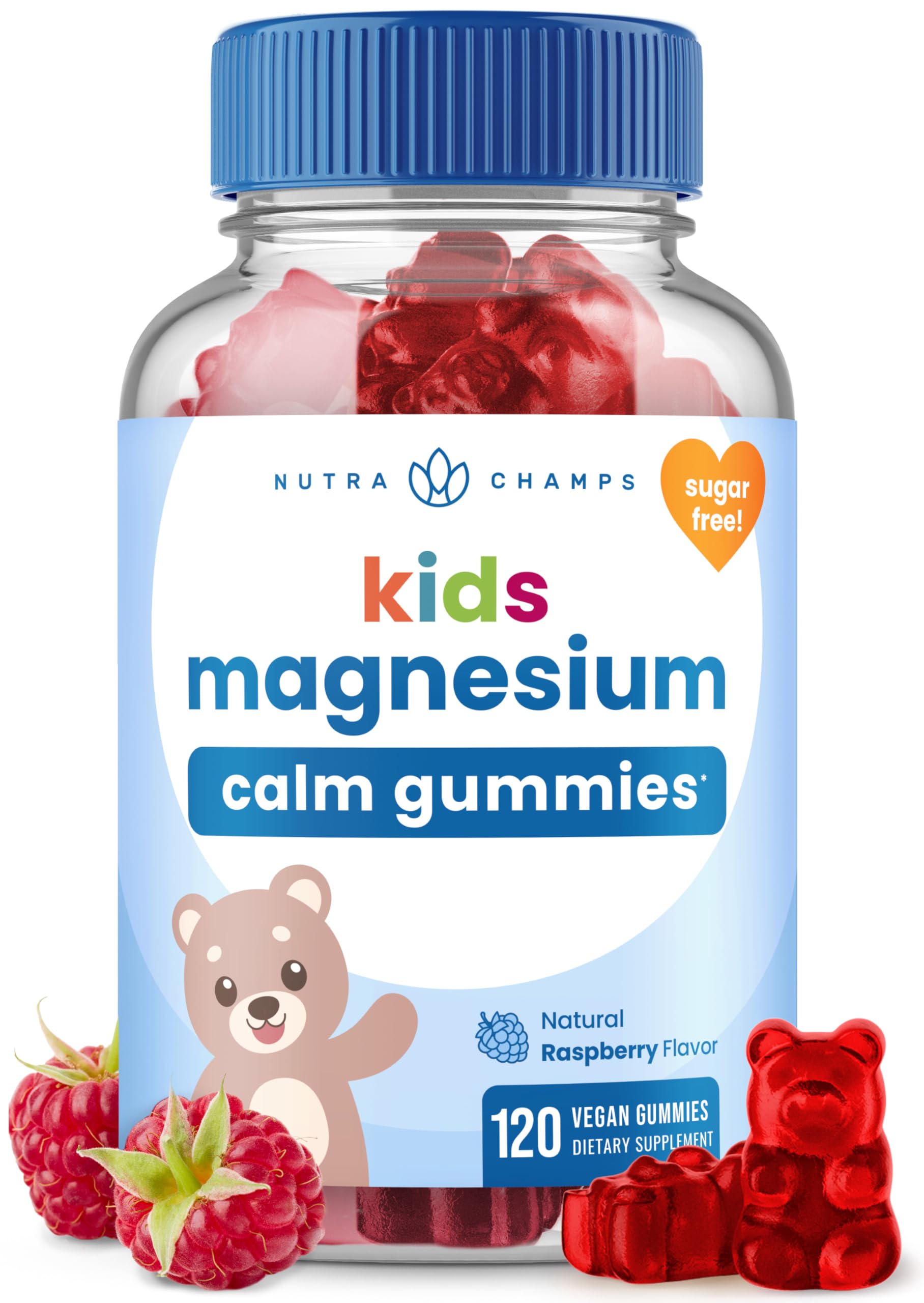 NutraChamps Kids Magnesium Gummies 120 count bottle front view
