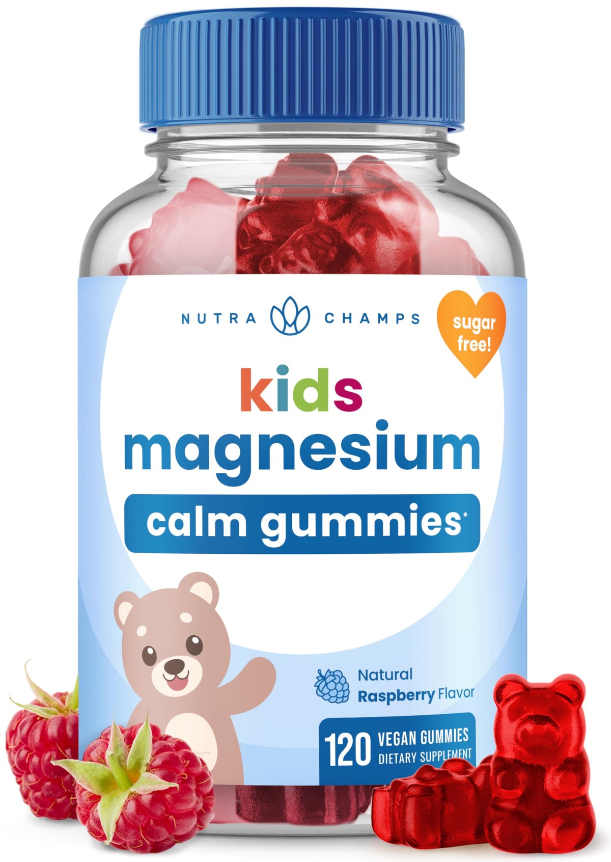 NutraChamps Kids Magnesium Gummies 120 count bottle front view