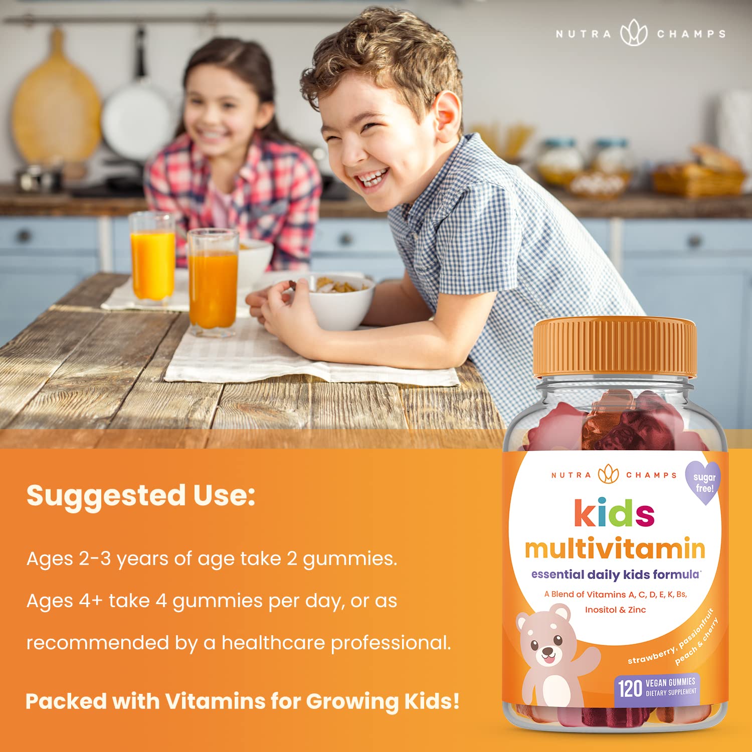 NutraChamps Kids Multivitamin Gummies close-up of gummies