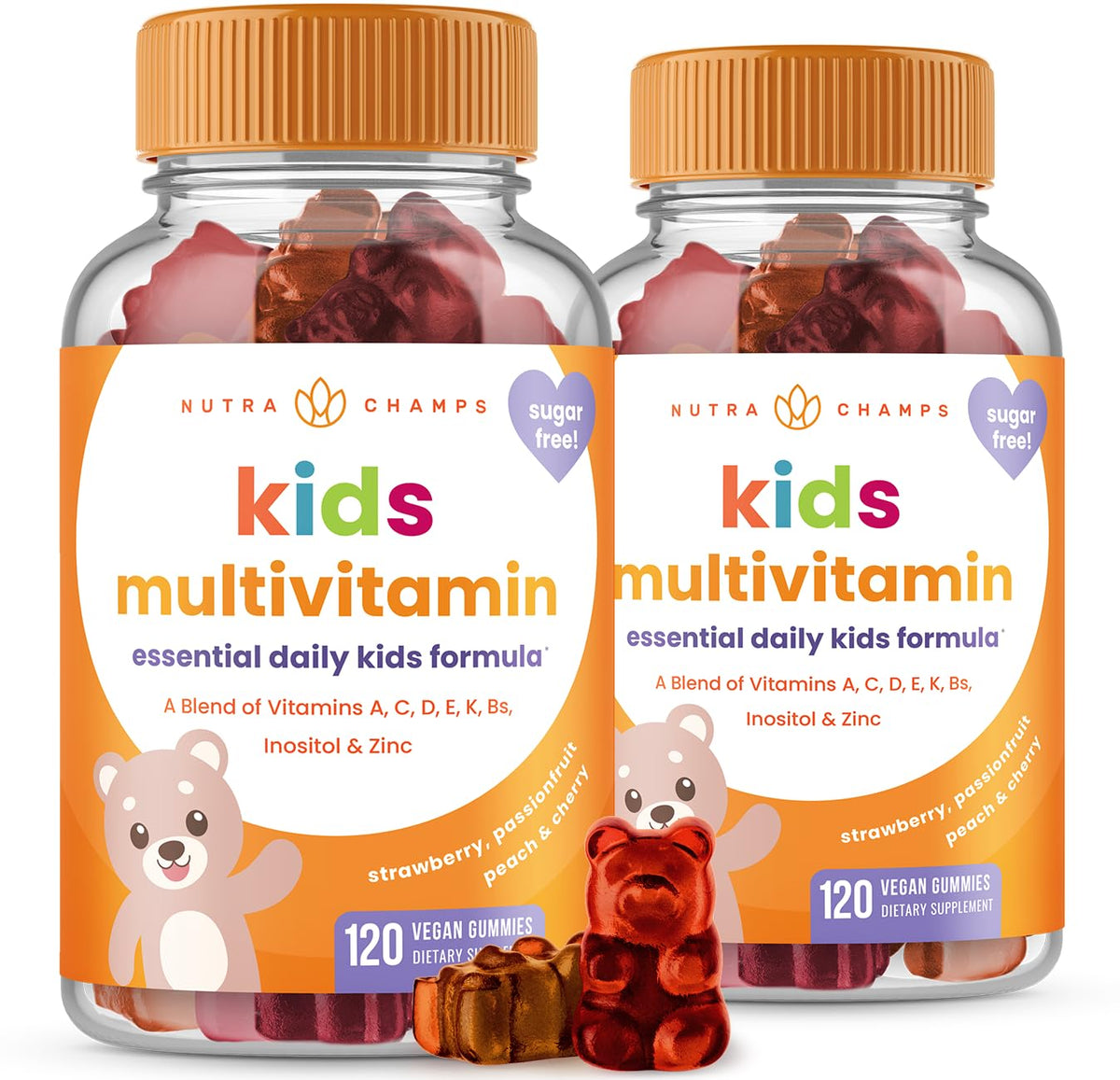 NutraChamps Kids Multivitamin Gummies front view with packaging
