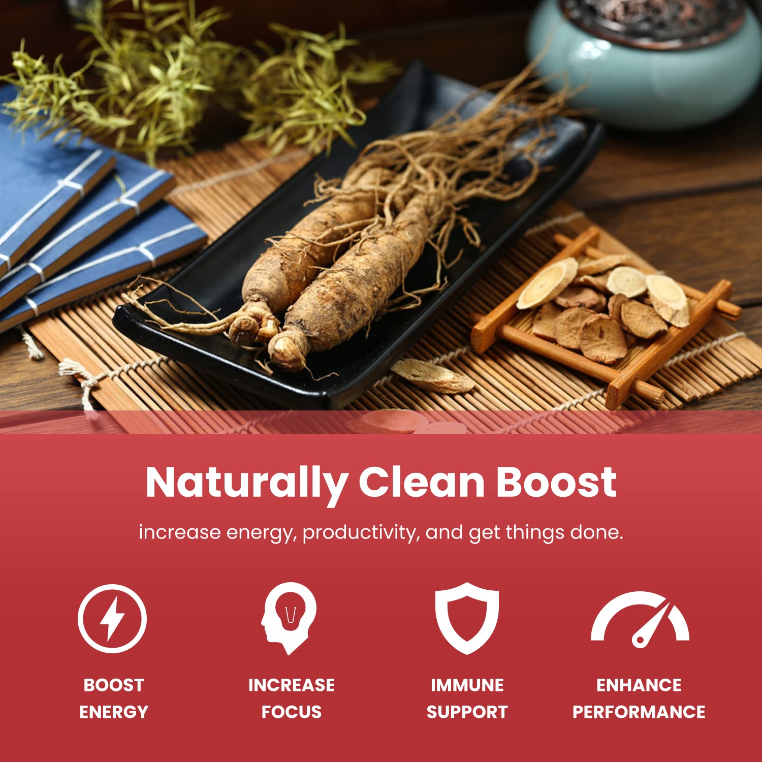 NutraChamps Korean Red Ginseng Extract capsules in hand