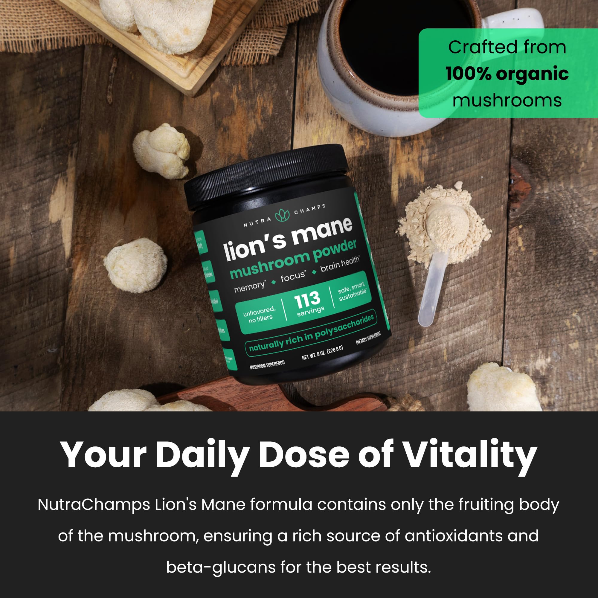 NutraChamps Lion's Mane Mushroom Powder ingredient list