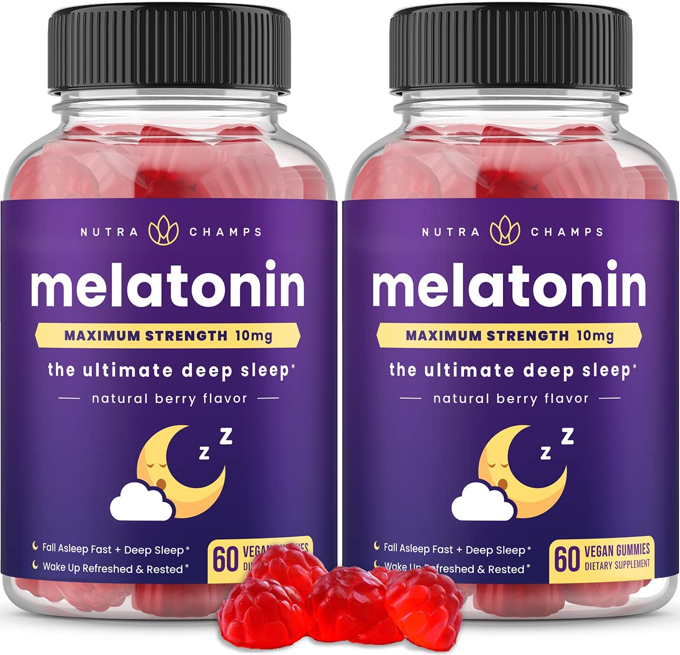 NutraChamps Melatonin Gummies front view packaging