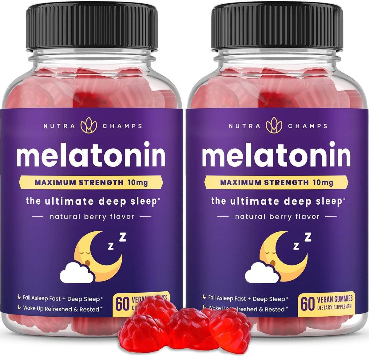 NutraChamps Melatonin Gummies front view packaging