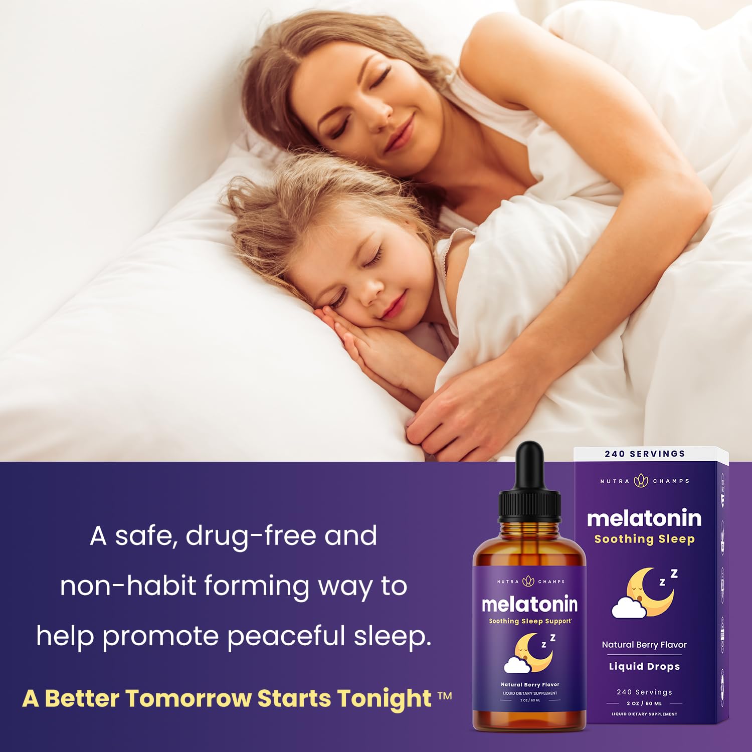 NutraChamps Melatonin Sleep Drops 57g natural berry flavour