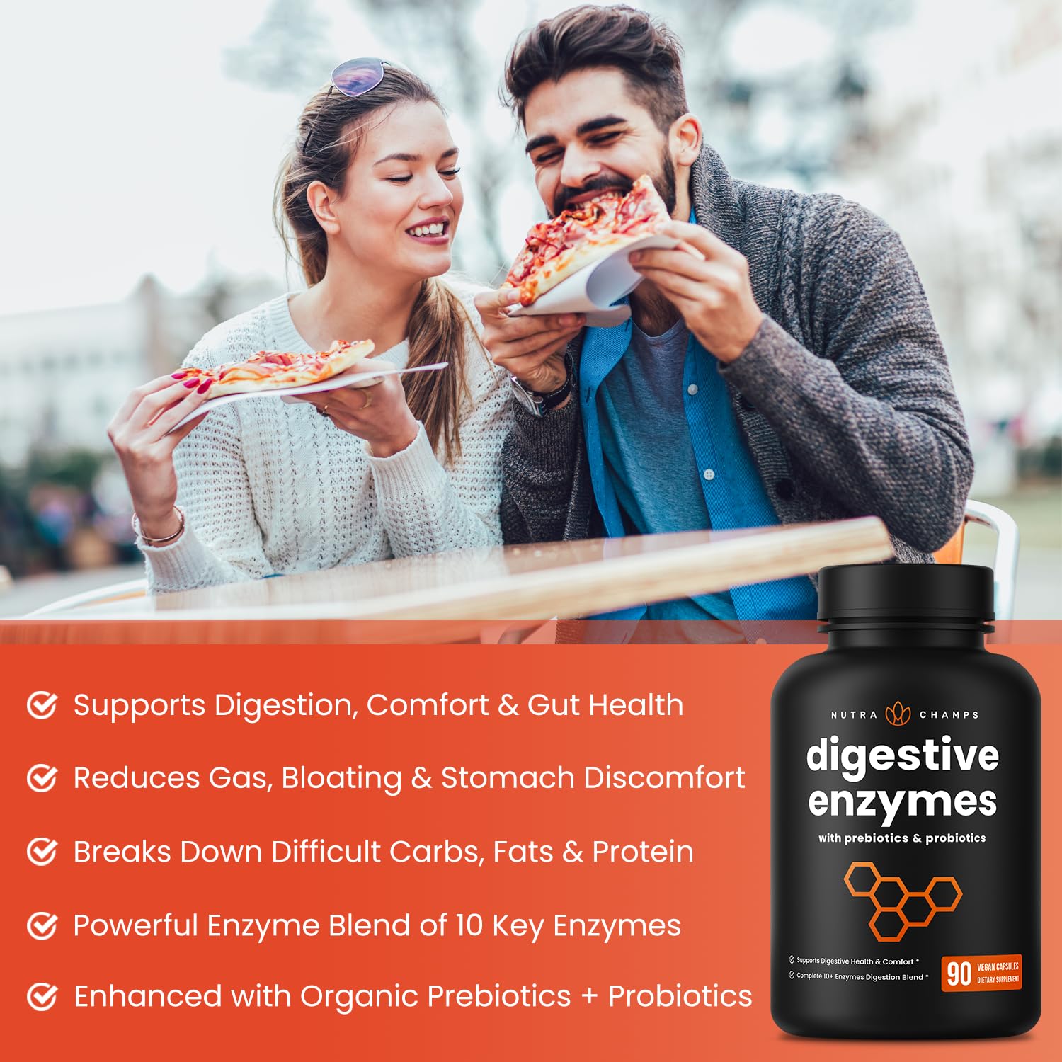 NutraChamps Multi-Enzymes 100g with a measuring spoon