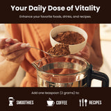 NutraChamps Mushroom Complex 250g with coffee