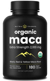 NutraChamps Organic Maca Capsules 180 count bottle front view