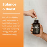 NutraChamps Organic Maca Capsules on a wooden surface