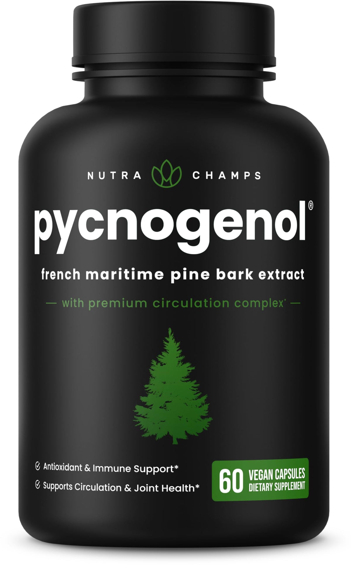 NutraChamps Pycnogenol Capsules bottle front view