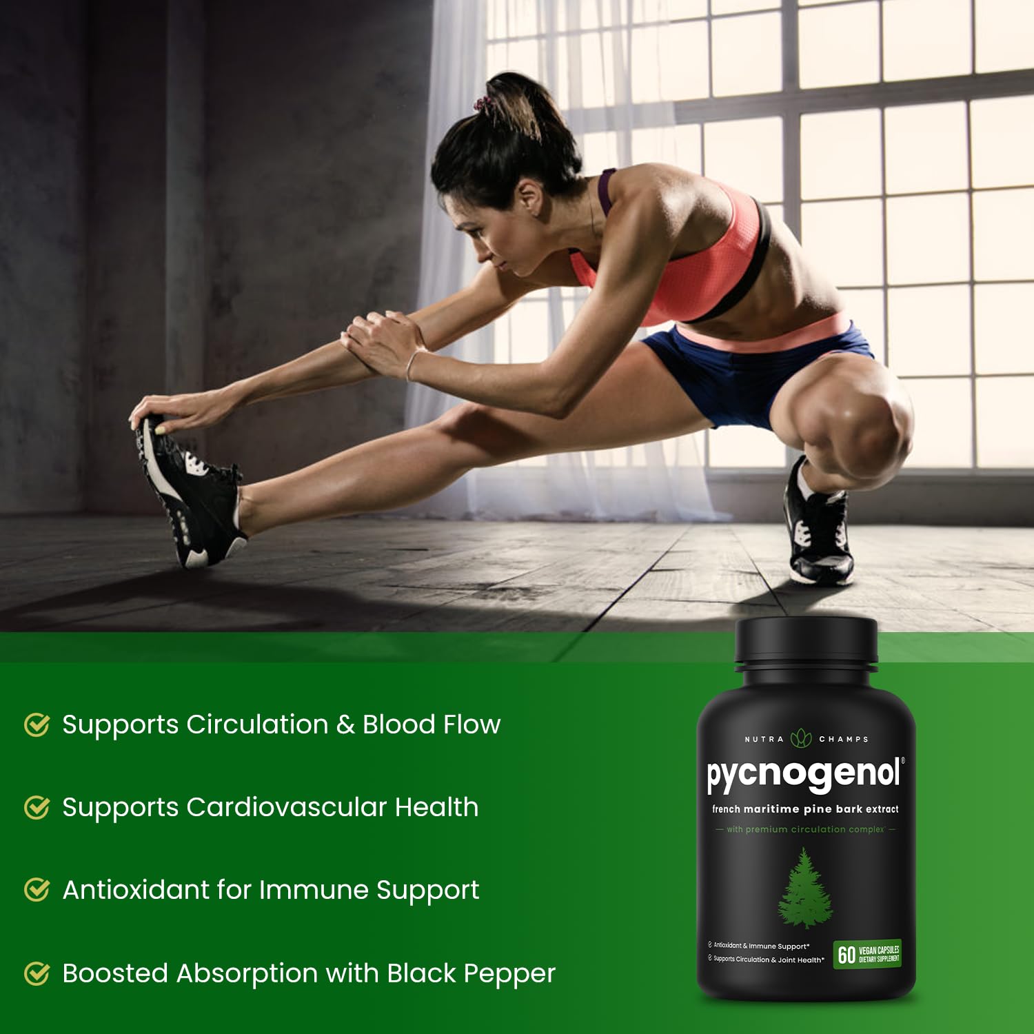 NutraChamps Pycnogenol Capsules close-up of the capsules