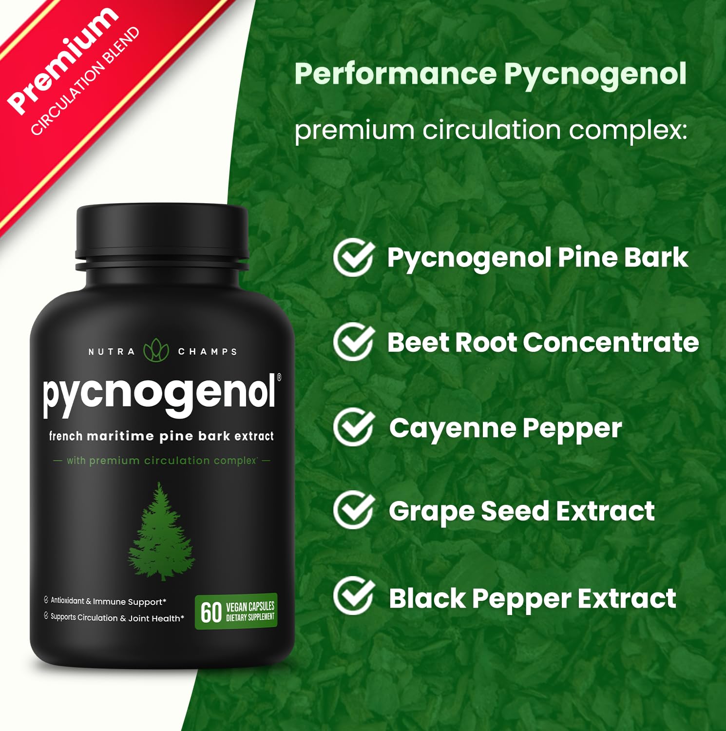 NutraChamps Pycnogenol Capsules with black pepper extract