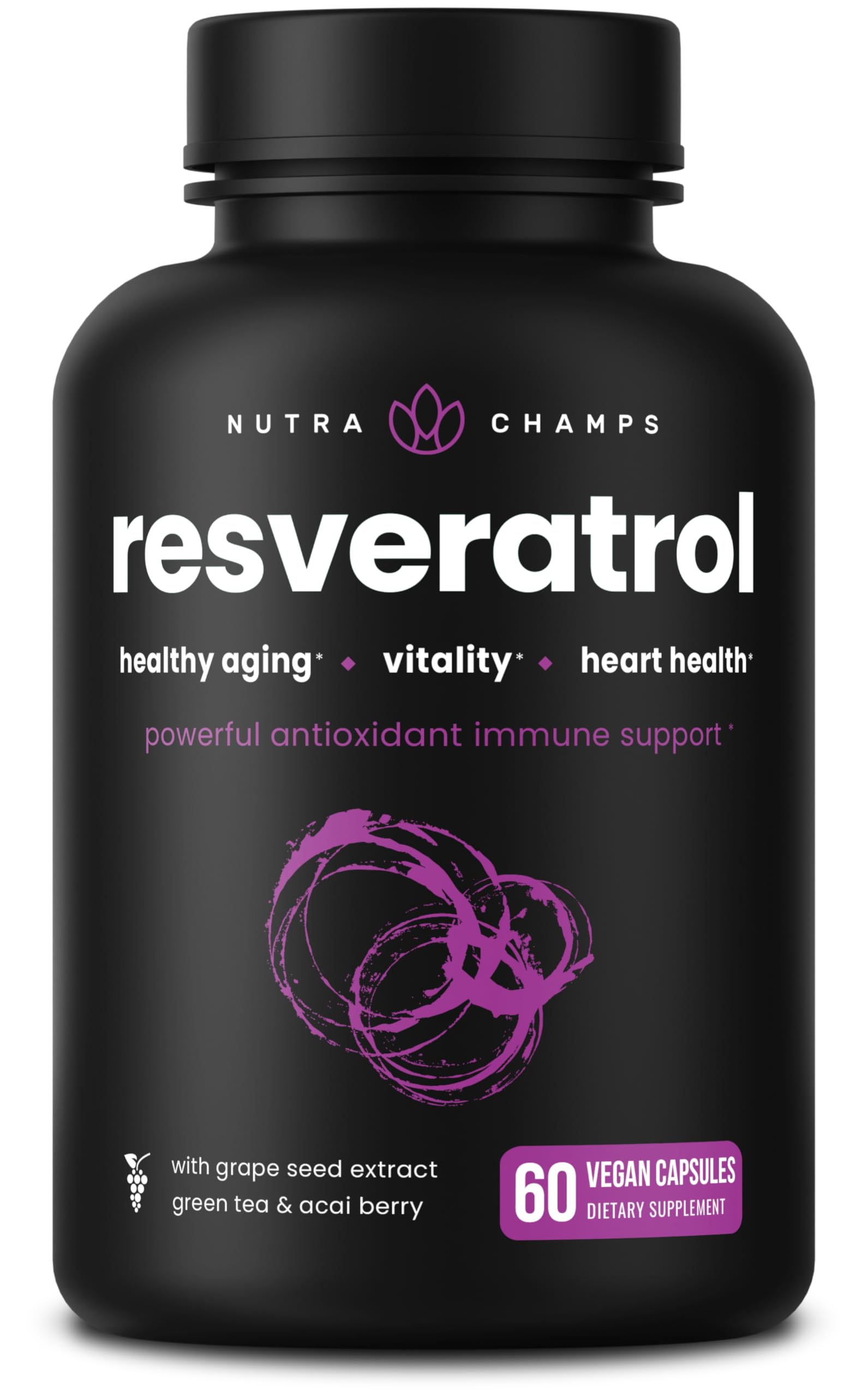 NutraChamps Resveratrol 1200mg supplement front view