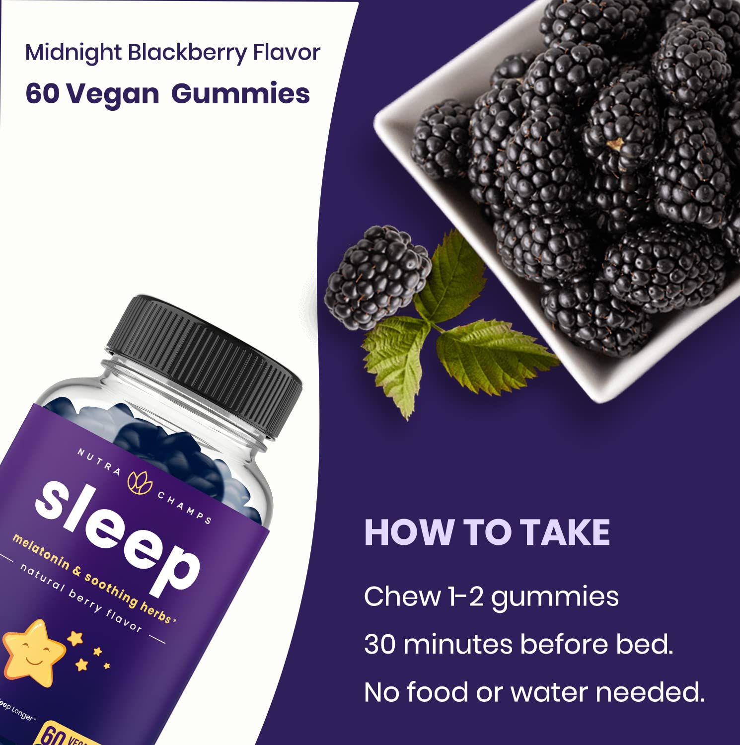 NutraChamps Sleep Gummies 200g back view with ingredients
