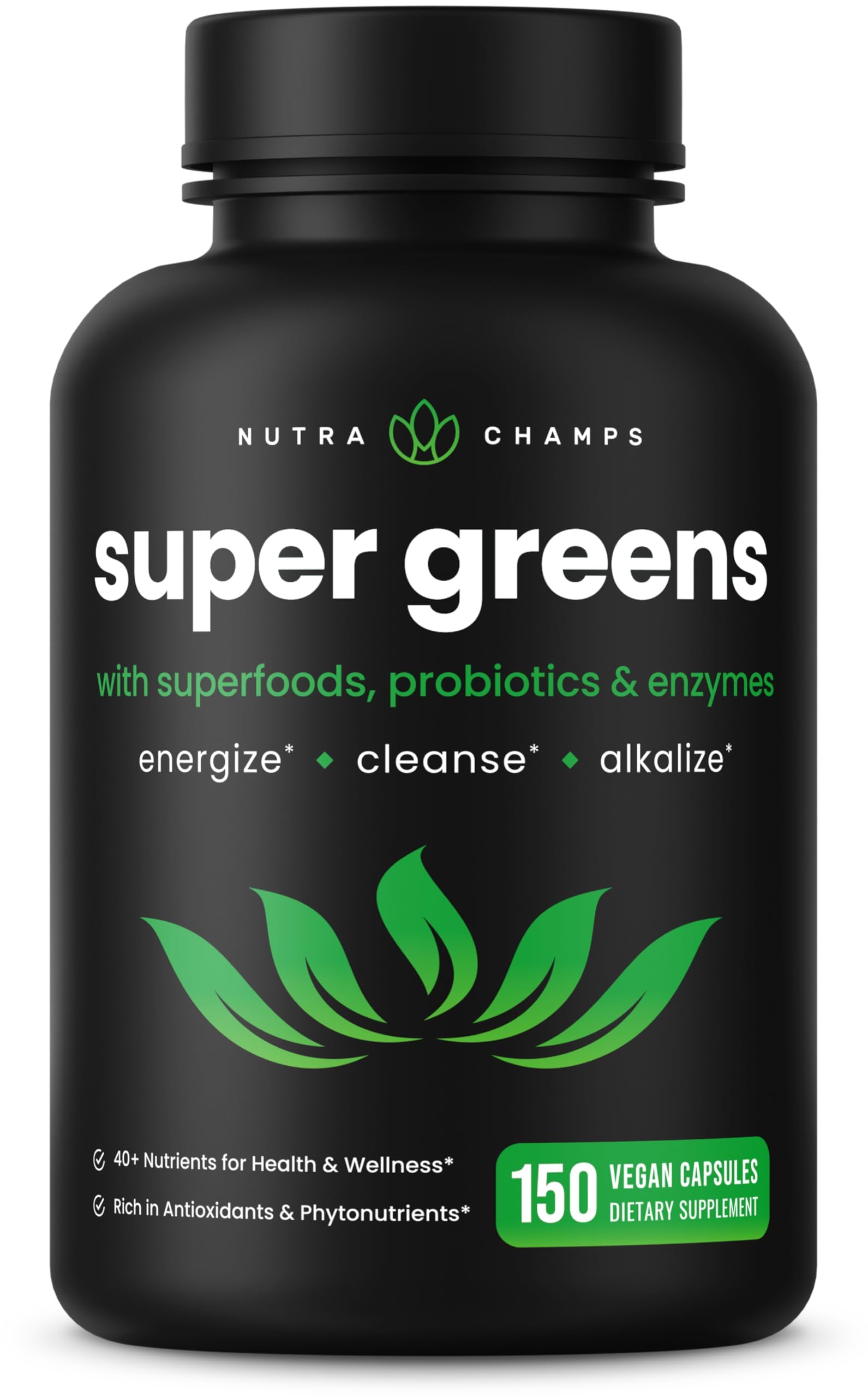 NutraChamps Super Greens Capsules front view