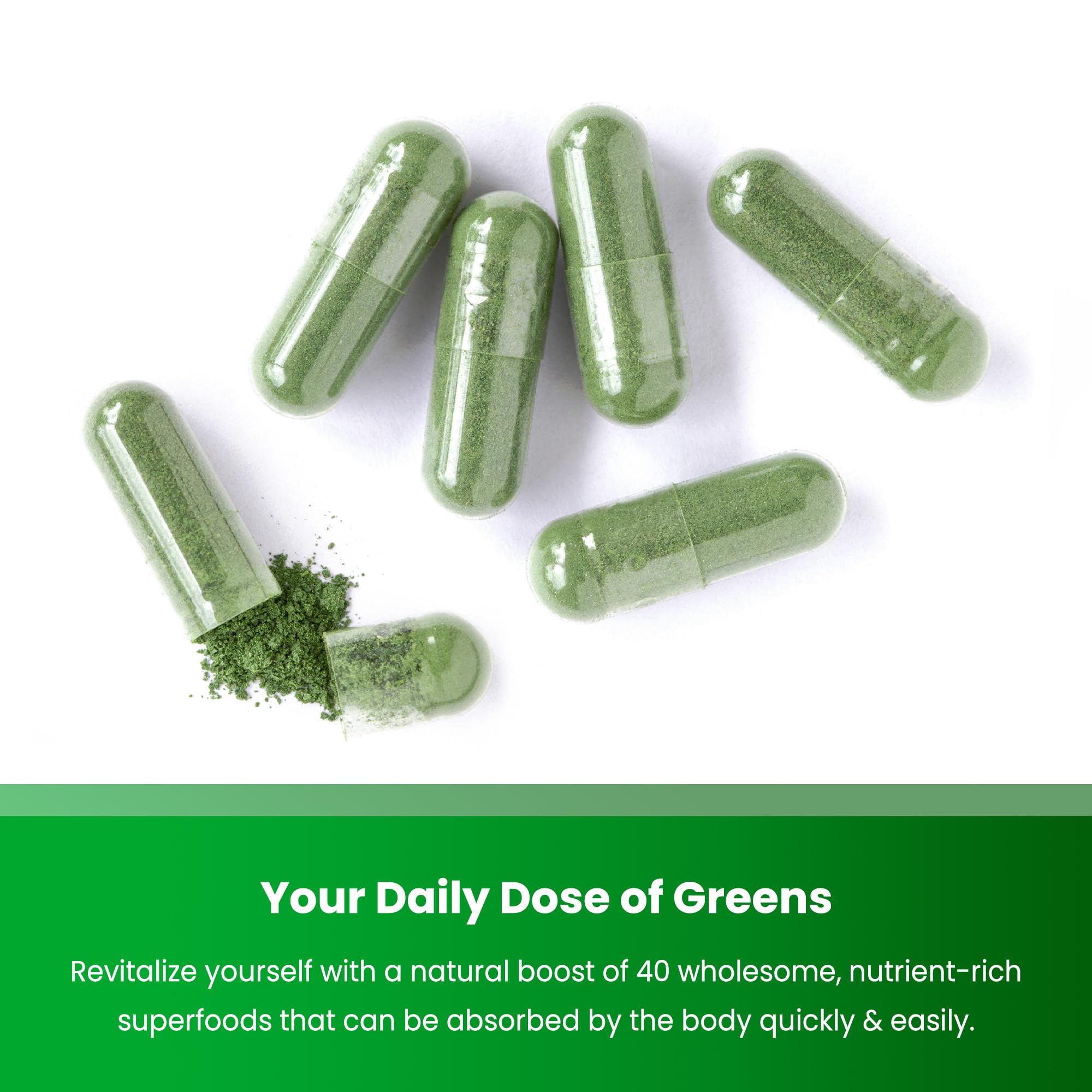 NutraChamps Super Greens Capsules showing serving size