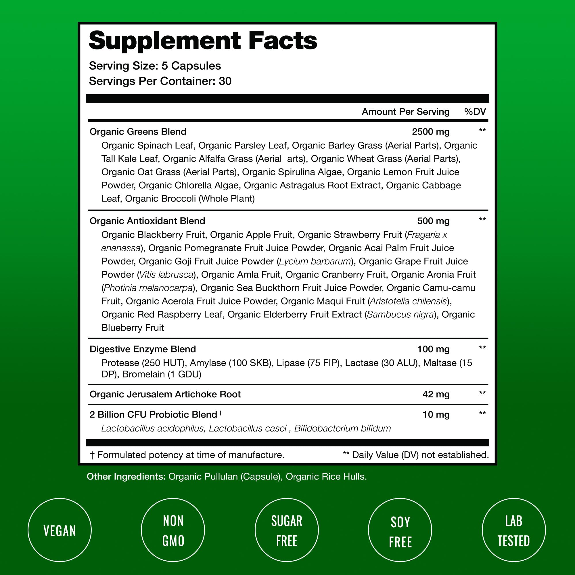 NutraChamps Super Greens Capsules with a measuring spoon