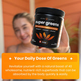 NutraChamps Super Greens Powder 340g mixed in a glass
