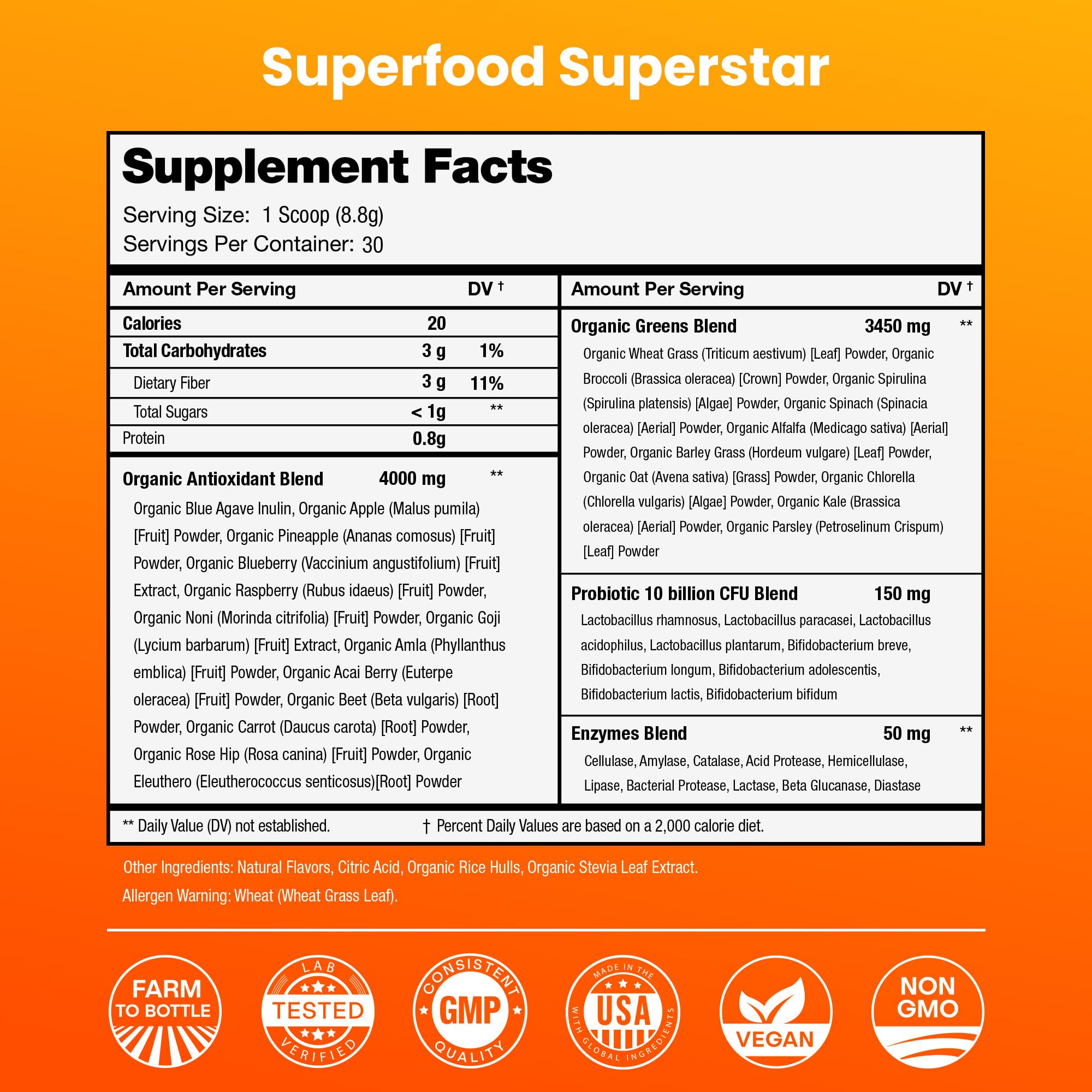NutraChamps Super Greens Powder 340g on a kitchen counter