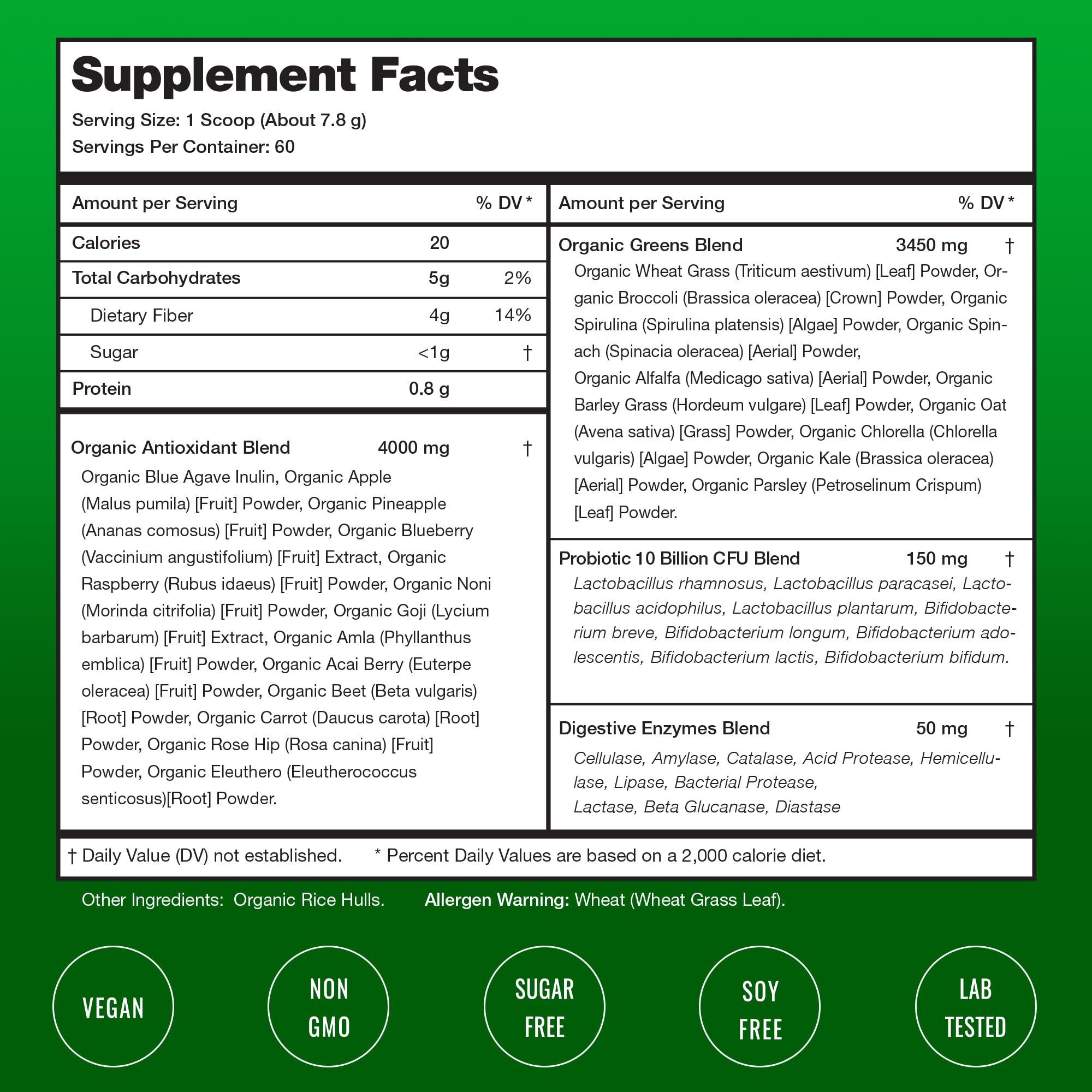 NutraChamps Super Greens Powder 590g packaging