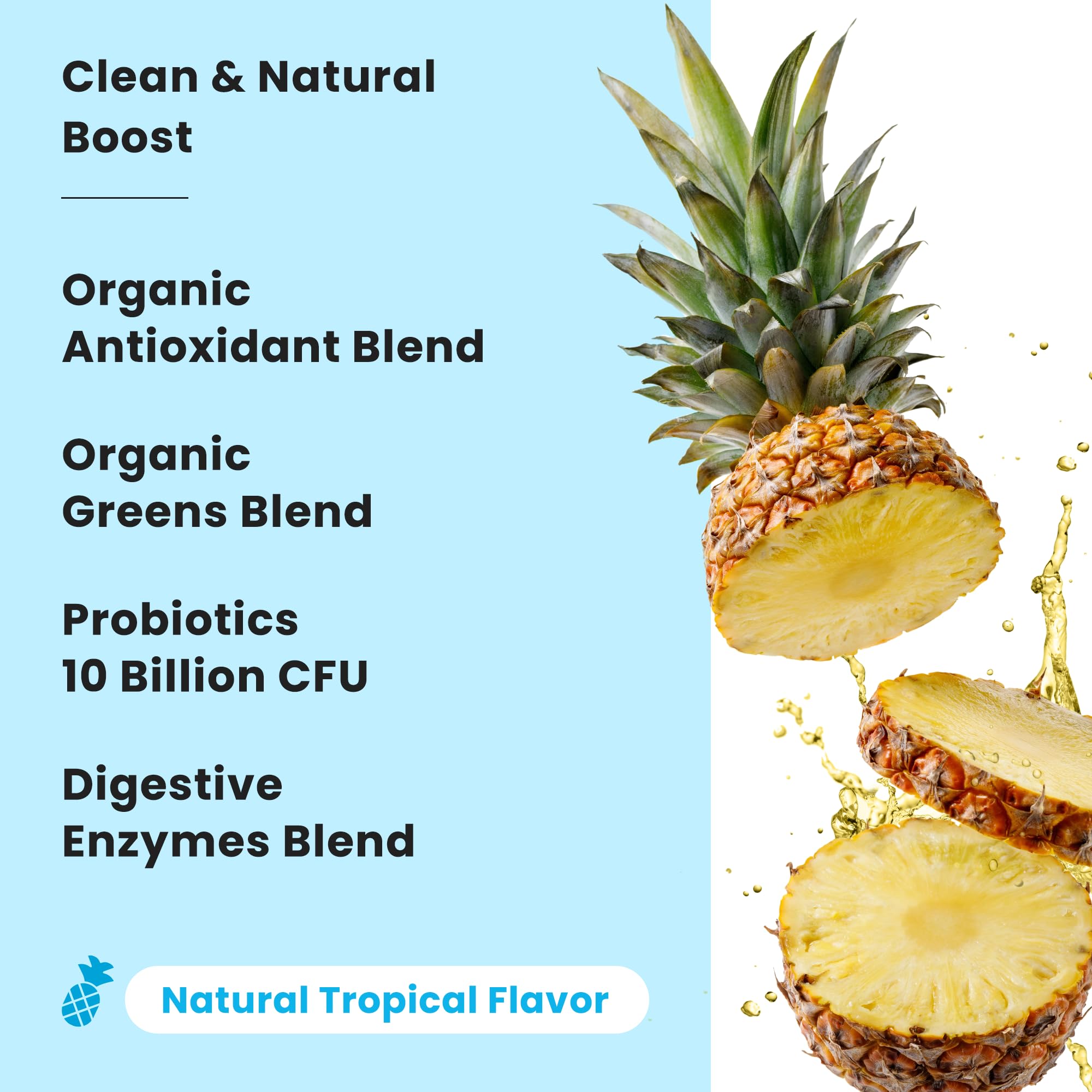 NutraChamps Super Greens Powder ingredients list on the back
