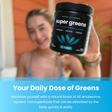 NutraChamps Super Greens Powder scoop with green powder