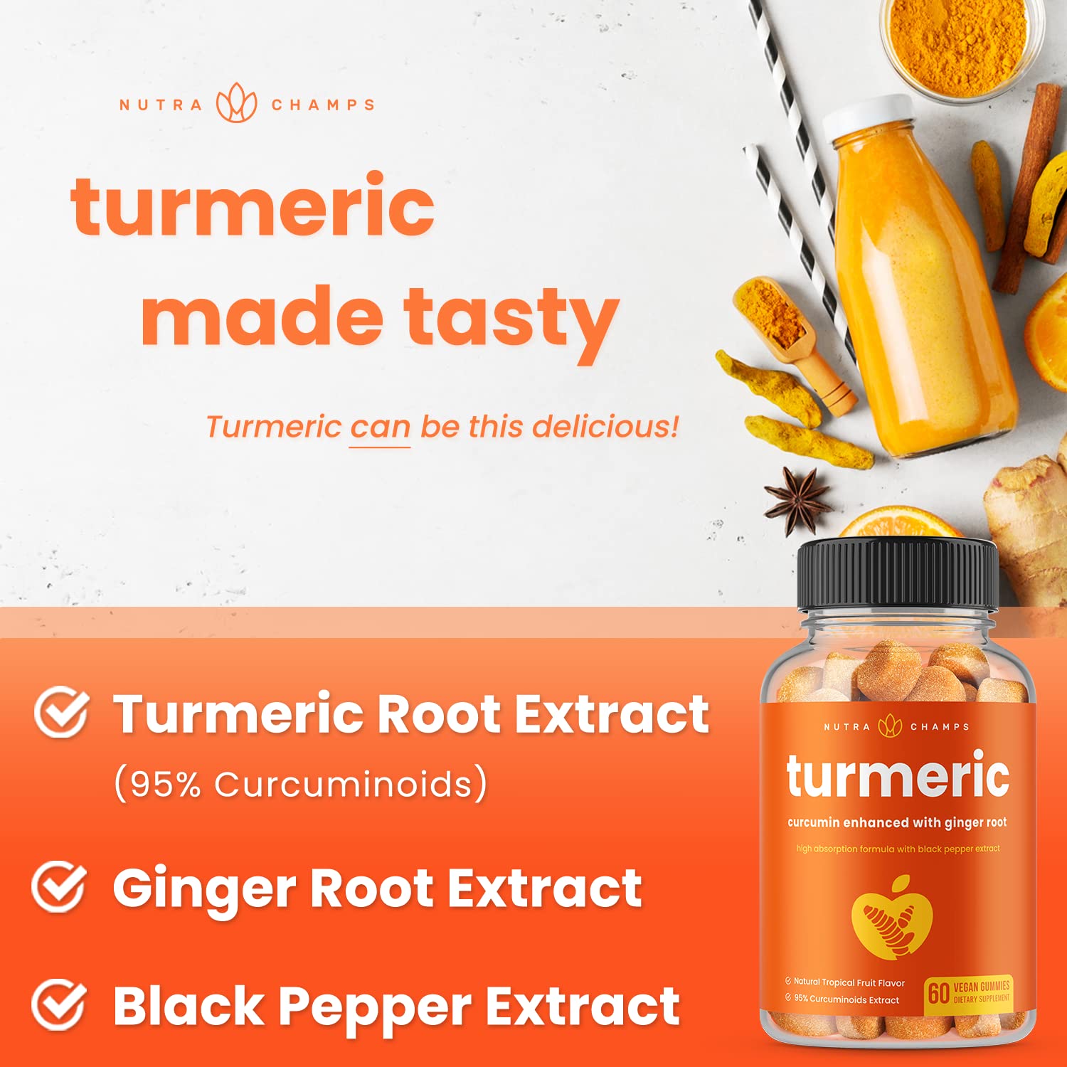 NutraChamps Turmeric Gummies 95% Curcumin lifestyle scene