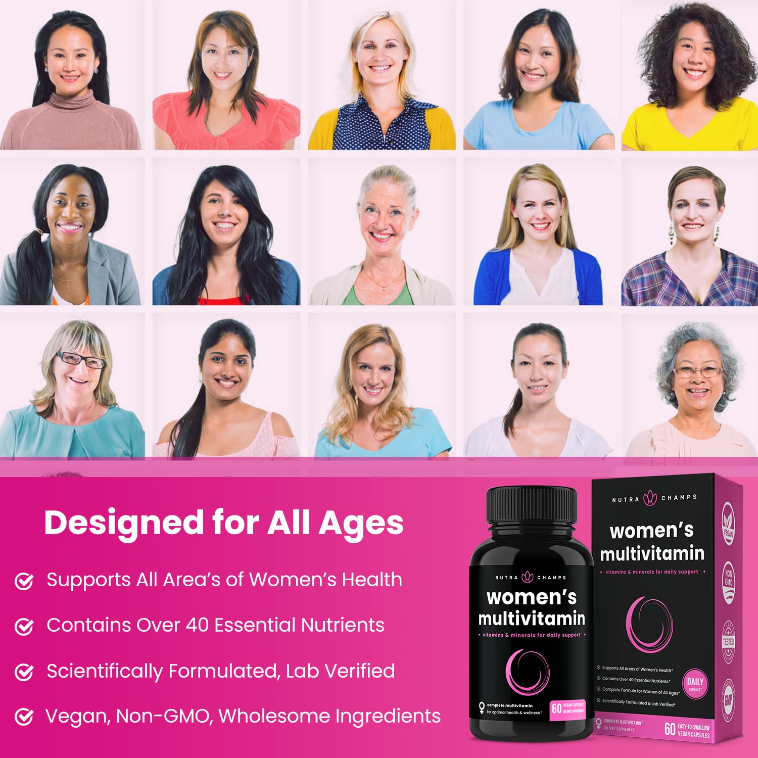 NutraChamps Women's Multi Gummies showing gummy bear shape