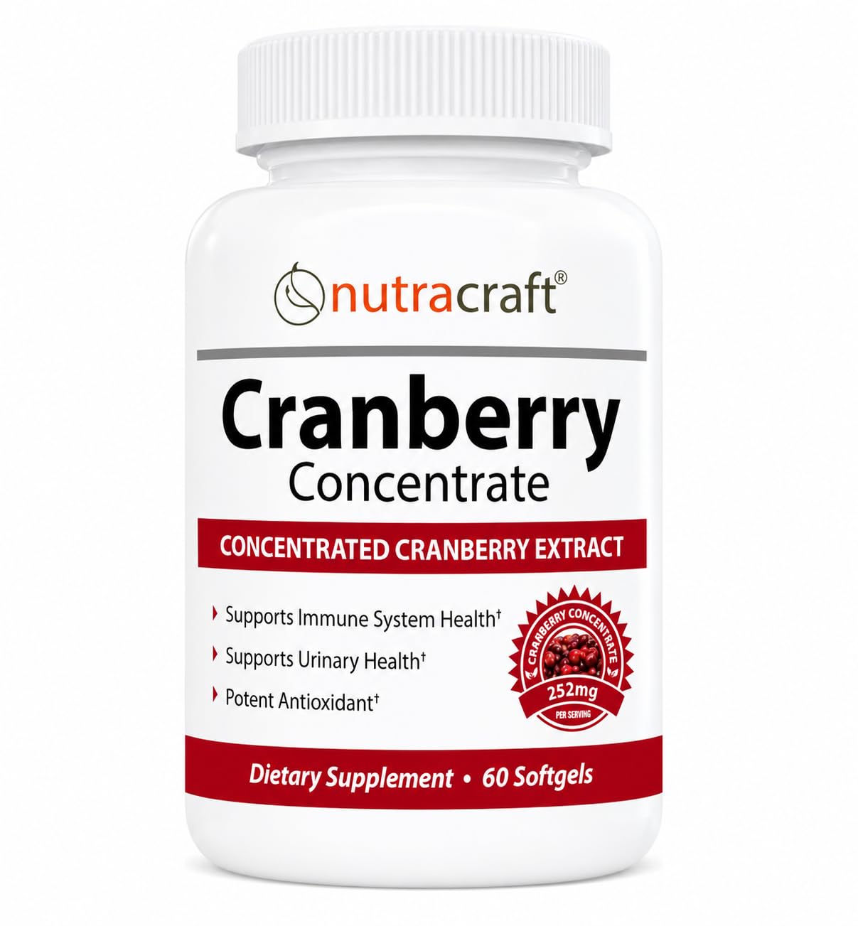 Nutracraft Cranberry Extract Softgels 252mg bottle front view