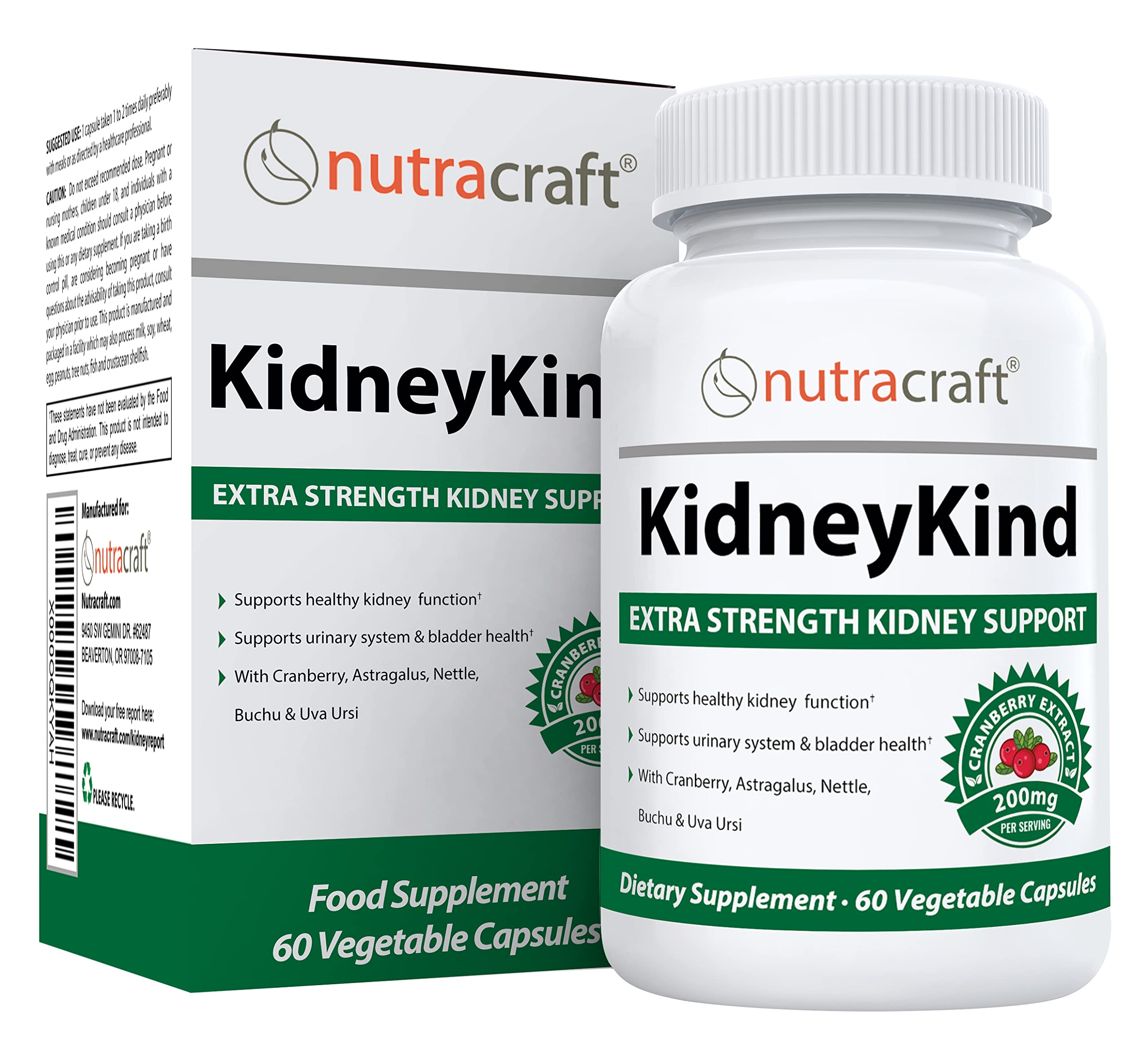 Nutracraft KidneyKind Kidney Support Supplement 60 Capsules front view