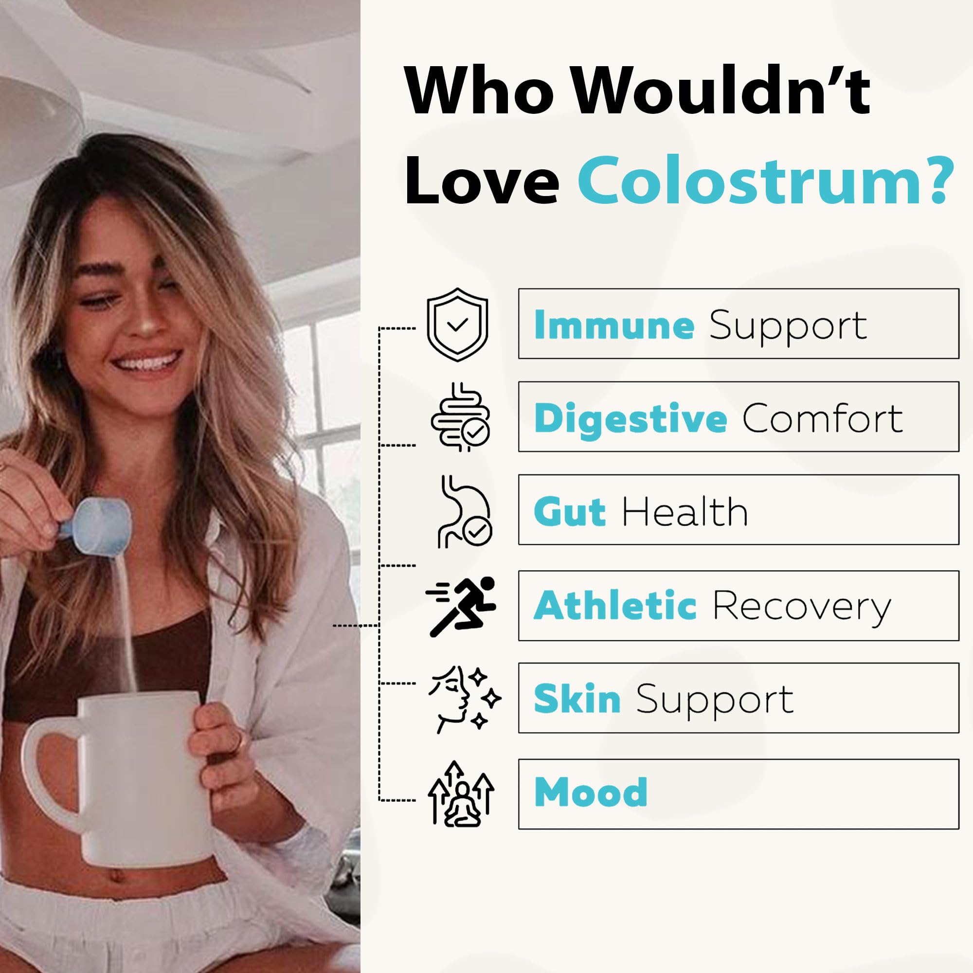 Nutragenis Colostrum Powder 91g scoop with powder