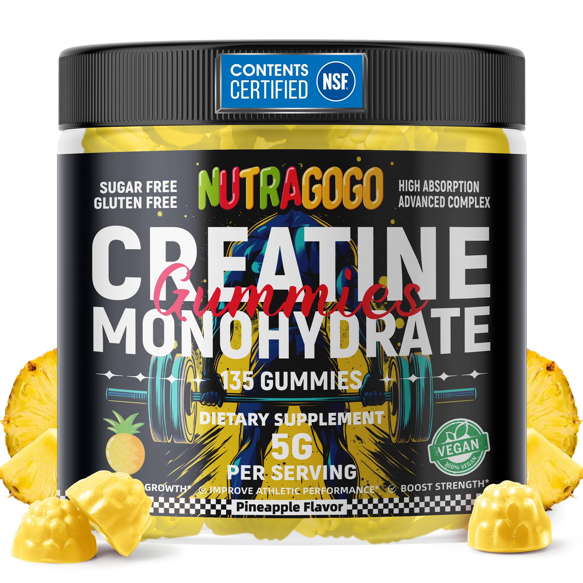 NUTRAGOGO Creatine Monohydrate Gummies 135 count front view