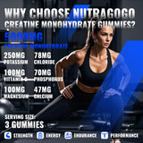 NUTRAGOGO Creatine Monohydrate Gummies back view with nutrition facts