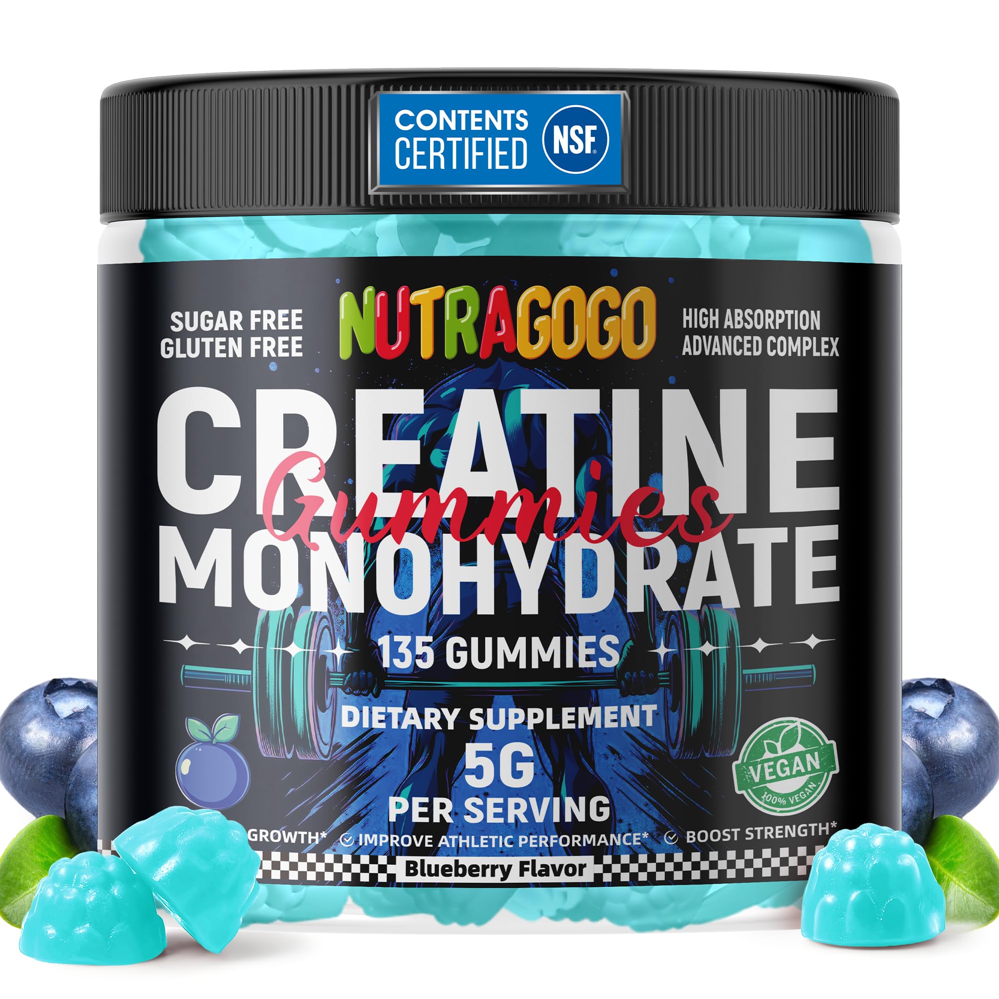 NUTRAGOGO Creatine Monohydrate Gummies bottle front view