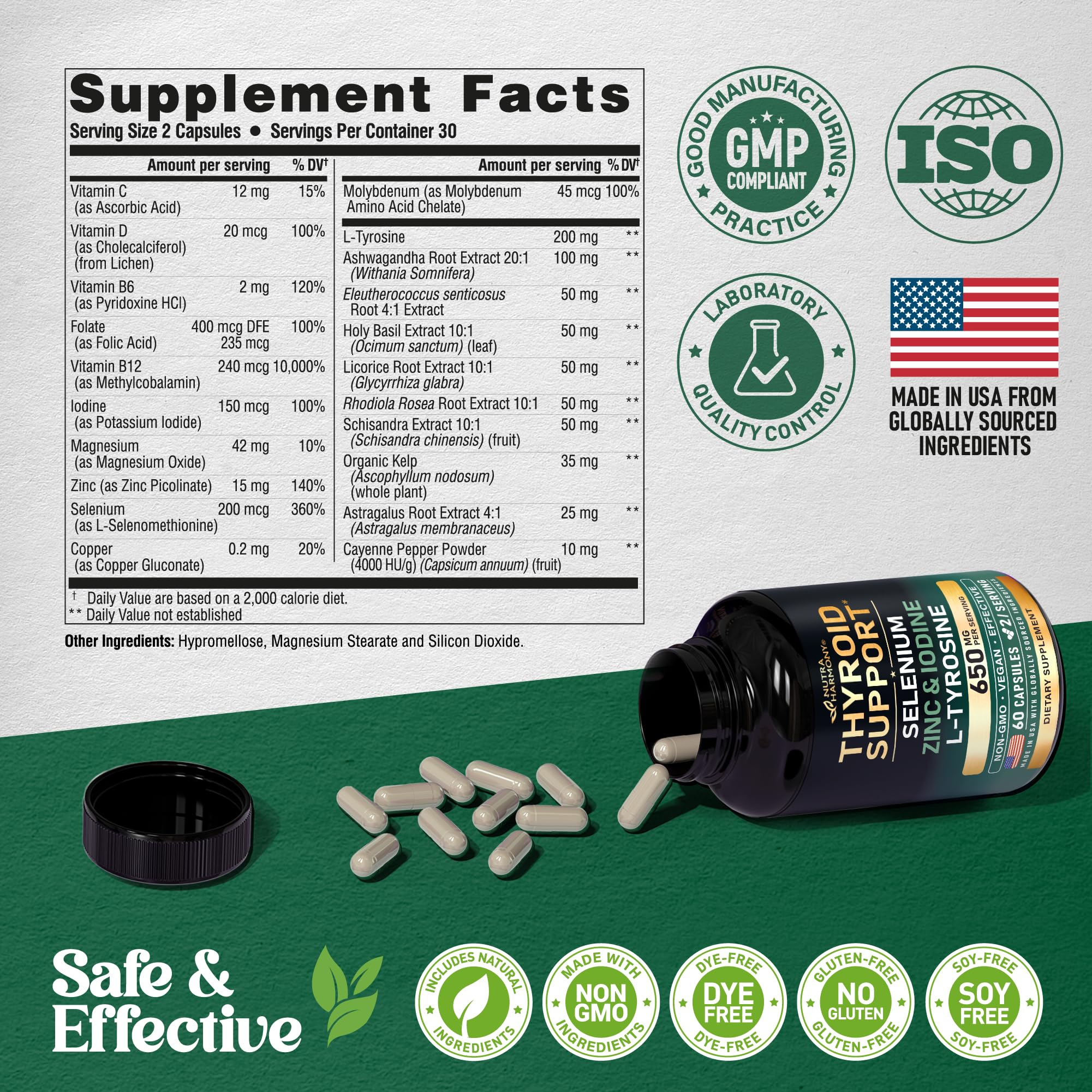NUTRAHARMONY 20-in-1 Thyroid Complex Capsules ingredients list