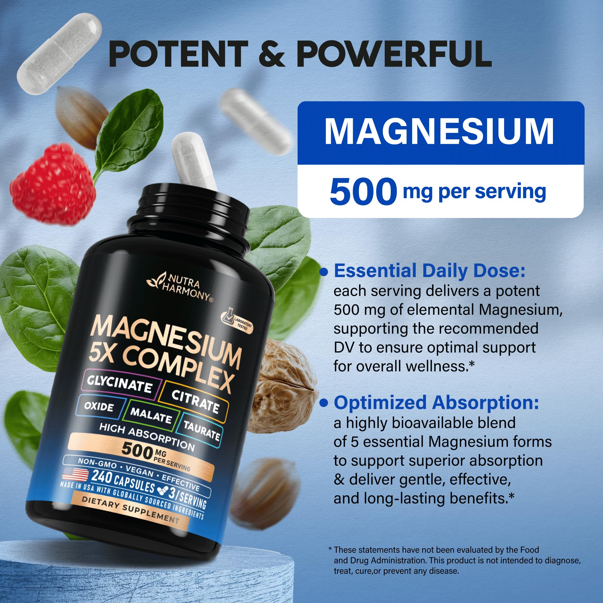 NUTRAHARMONY 5-in-1 Magnesium Complex capsules close-up