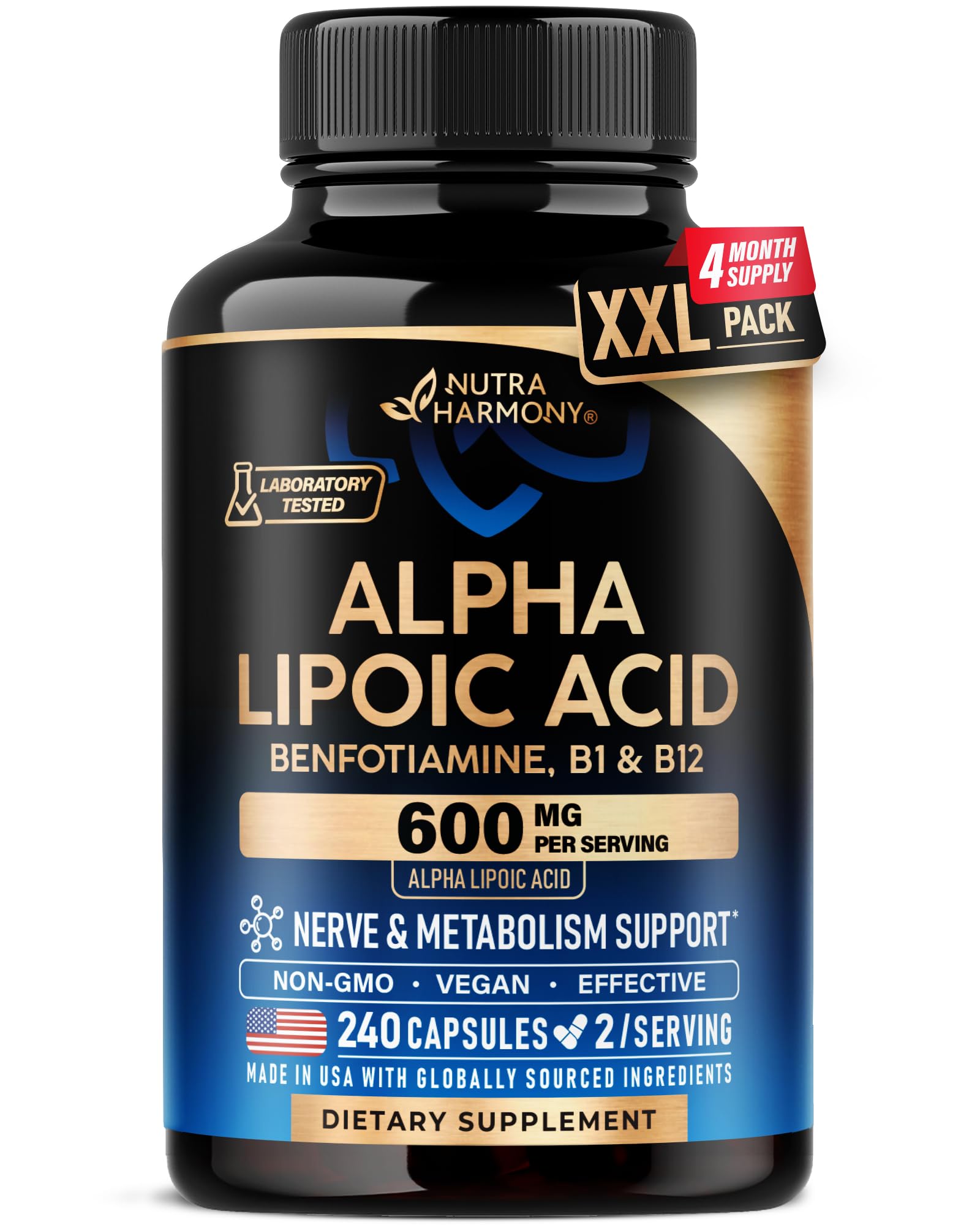 NUTRAHARMONY Alpha Lipoic Acid 600 mg capsules front view