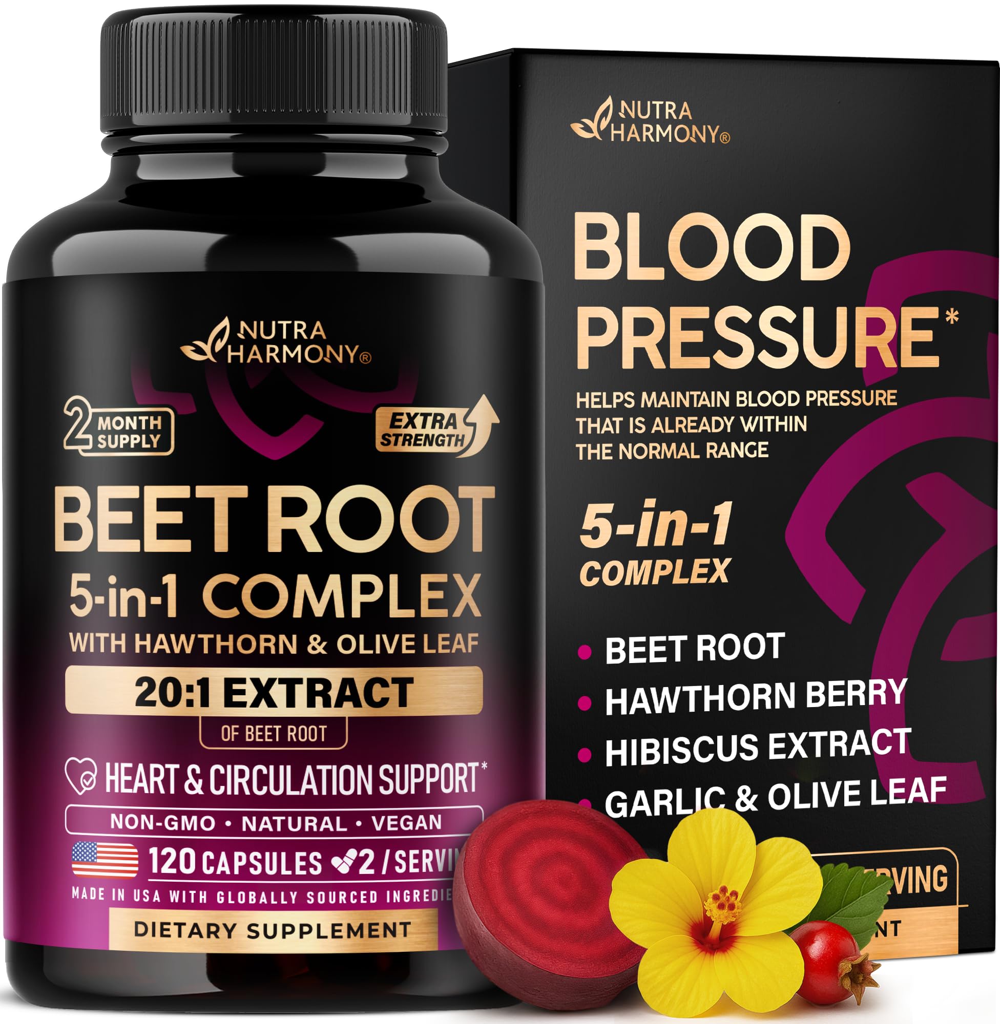 NUTRAHARMONY Beet Root Capsules front view