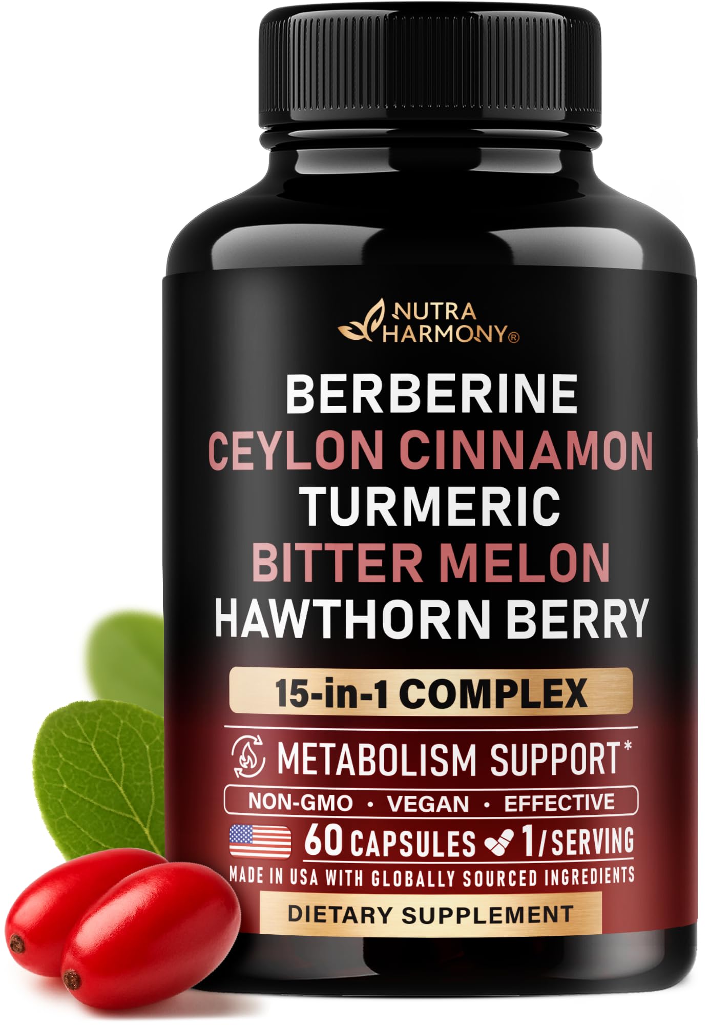 NUTRAHARMONY Berberine Capsules 250mg front view
