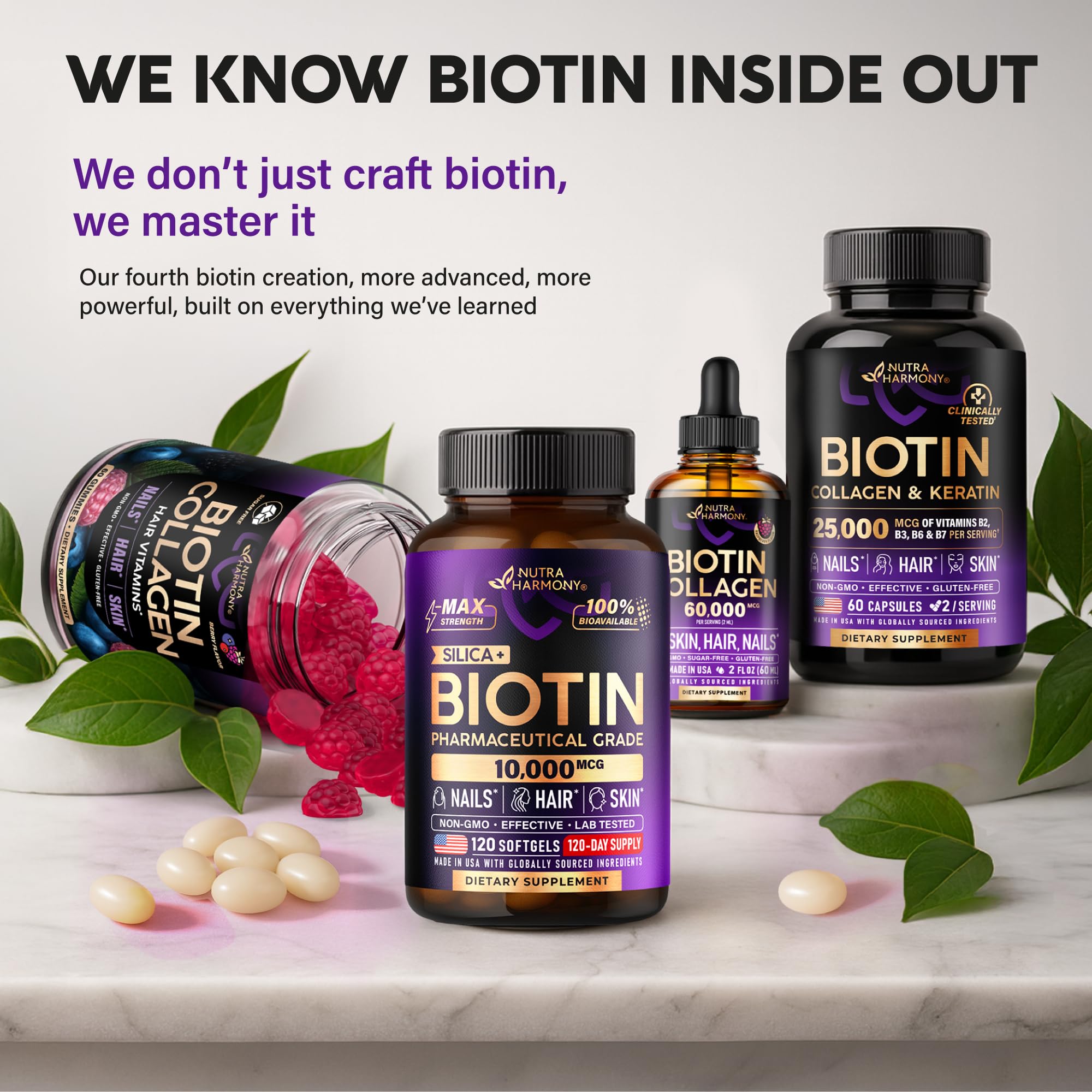 NUTRAHARMONY Biotin & Collagen Drops close-up of liquid