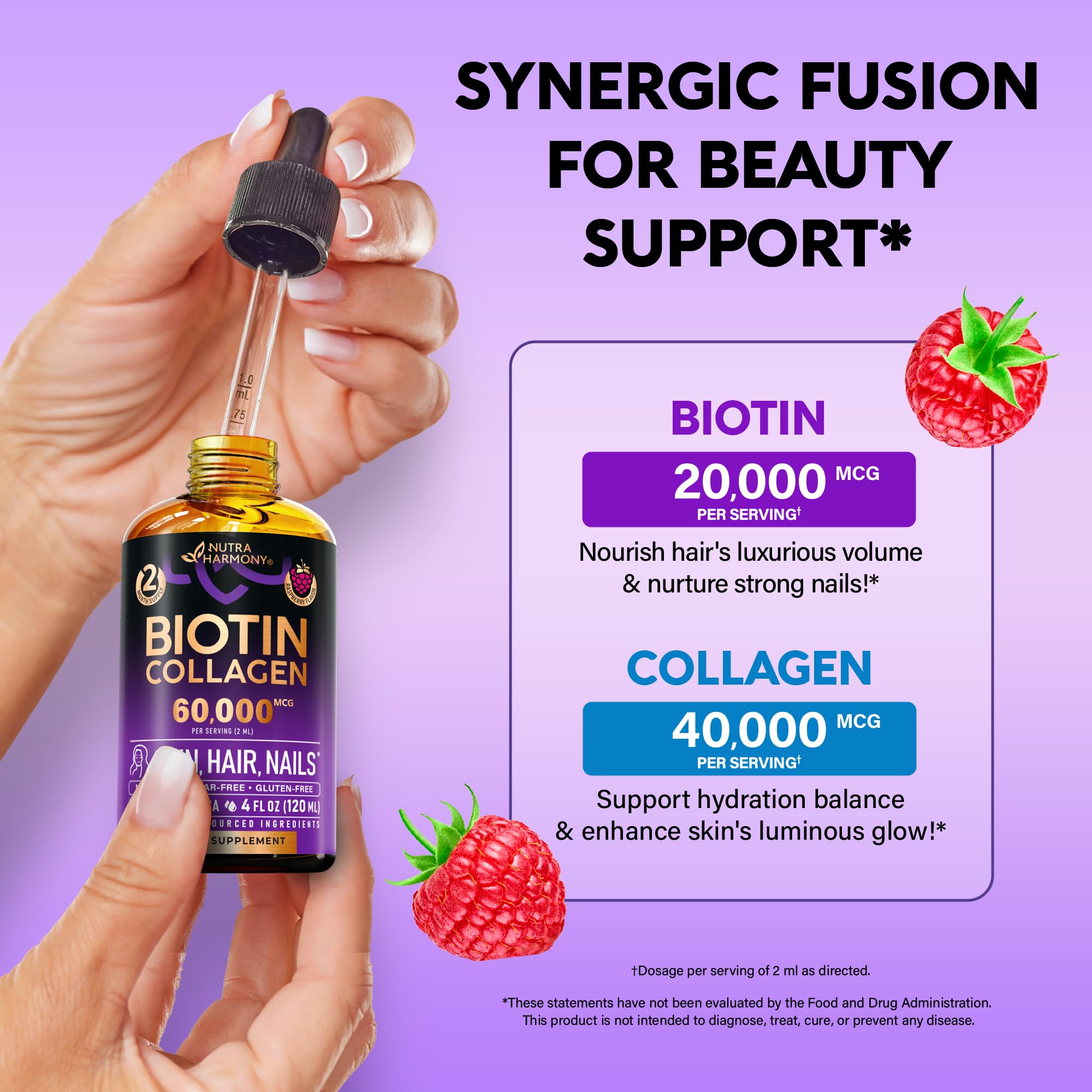 NUTRAHARMONY Biotin & Collagen Drops packaging side view
