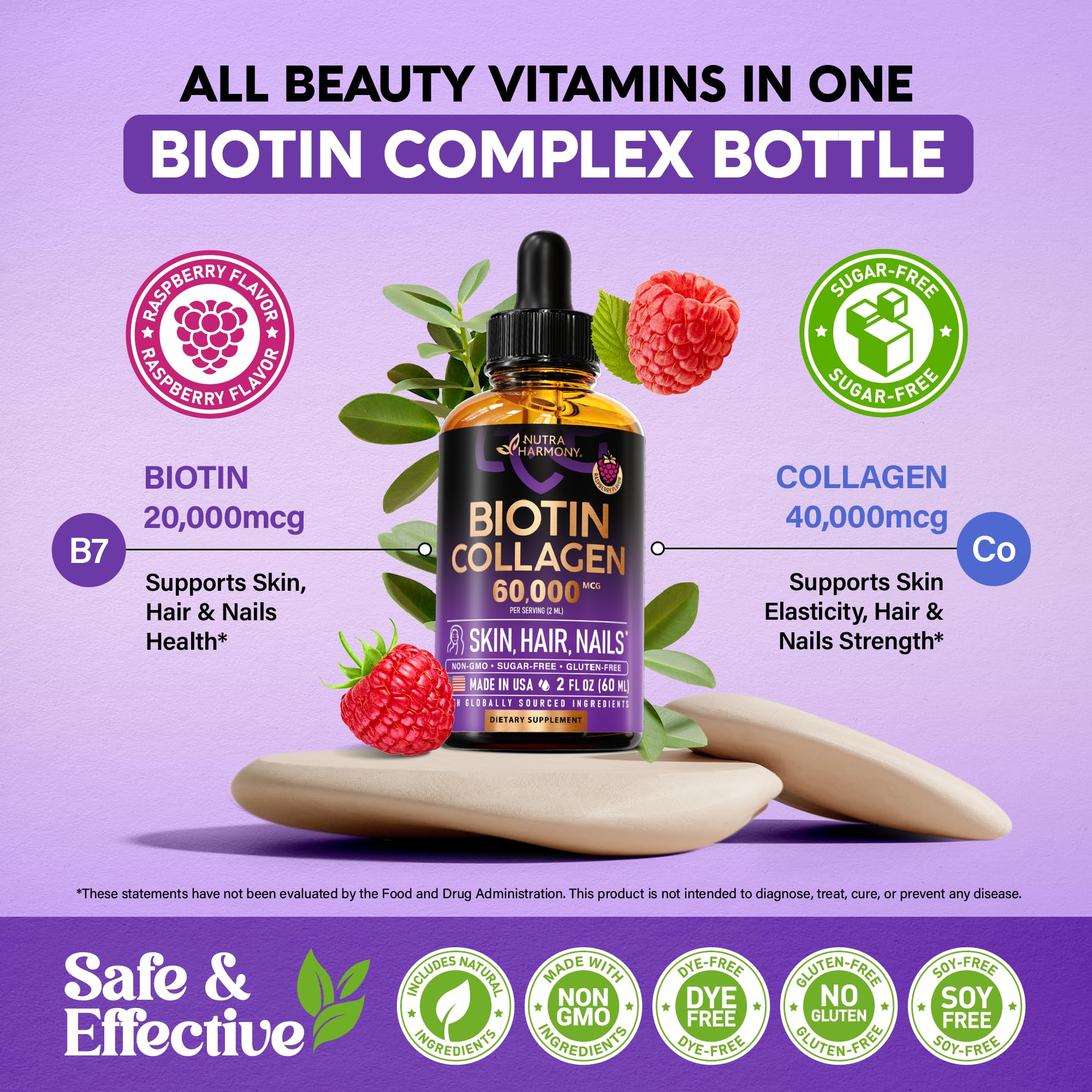 NUTRAHARMONY Biotin & Collagen Drops serving size measurement