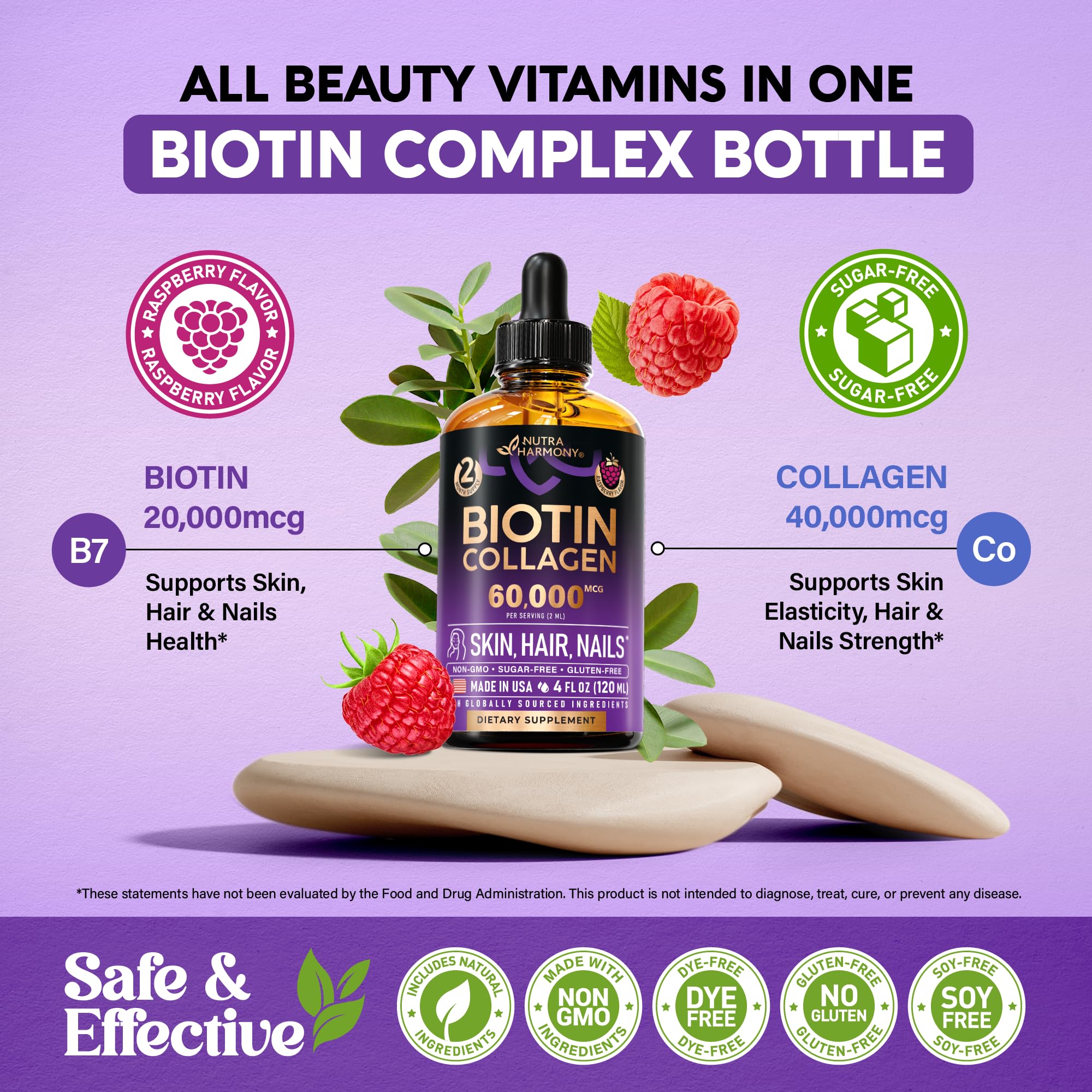 NUTRAHARMONY Biotin & Collagen Drops with measuring dropper