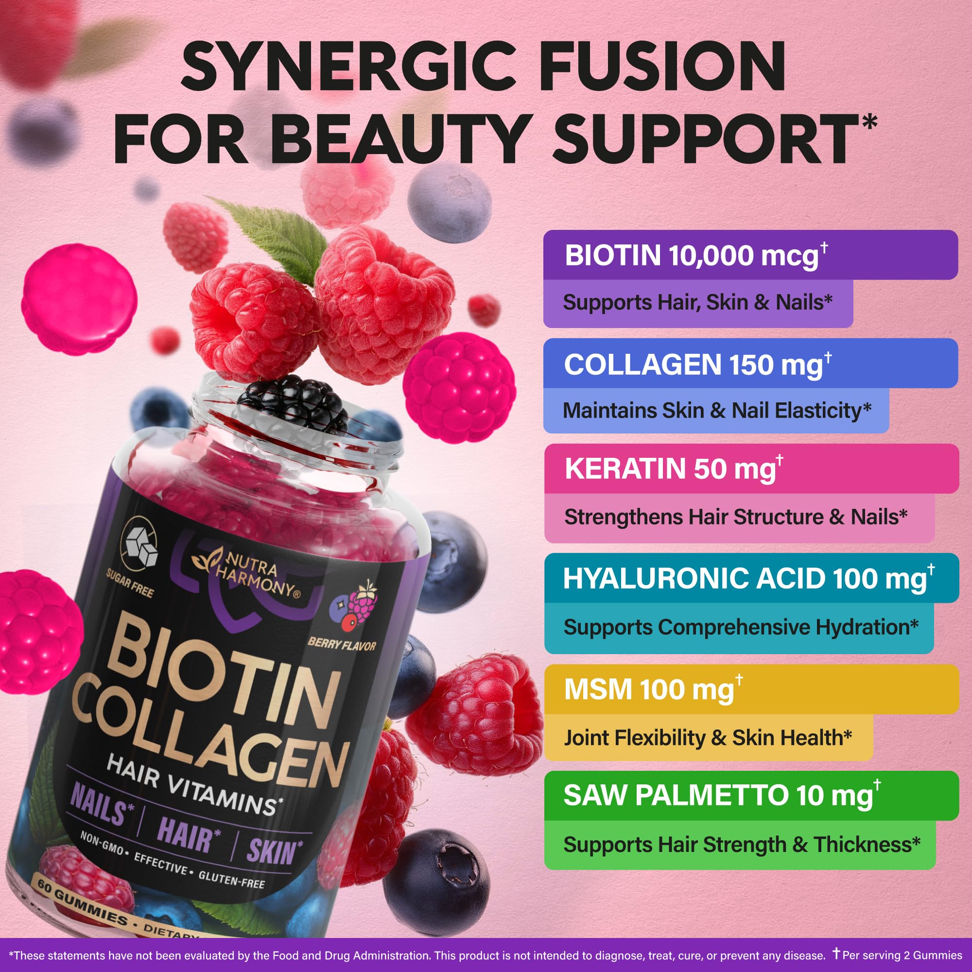 NUTRAHARMONY Biotin & Collagen Gummies nutritional information