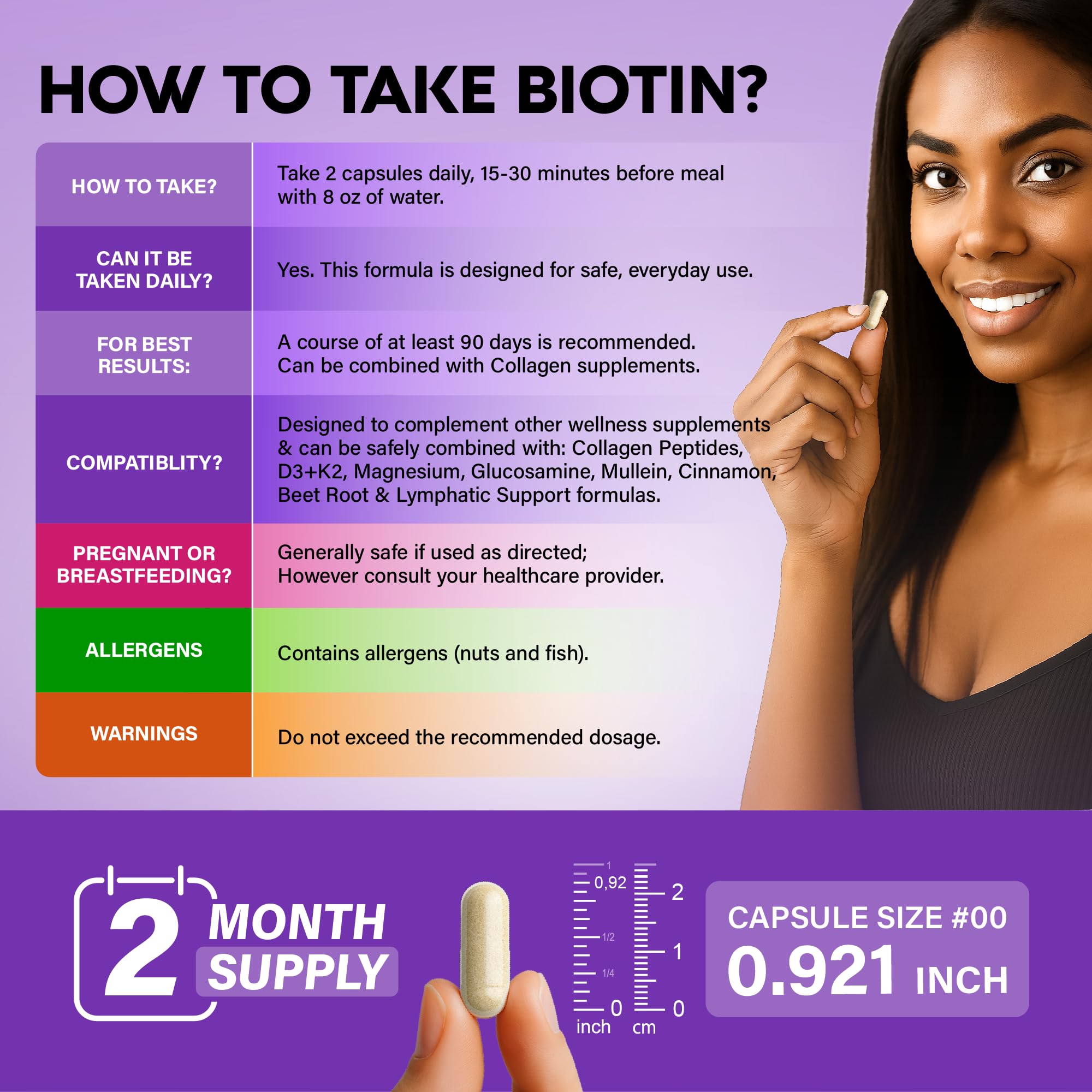 NUTRAHARMONY Biotin, Collagen & Keratin Complex Capsules with a measuring spoon