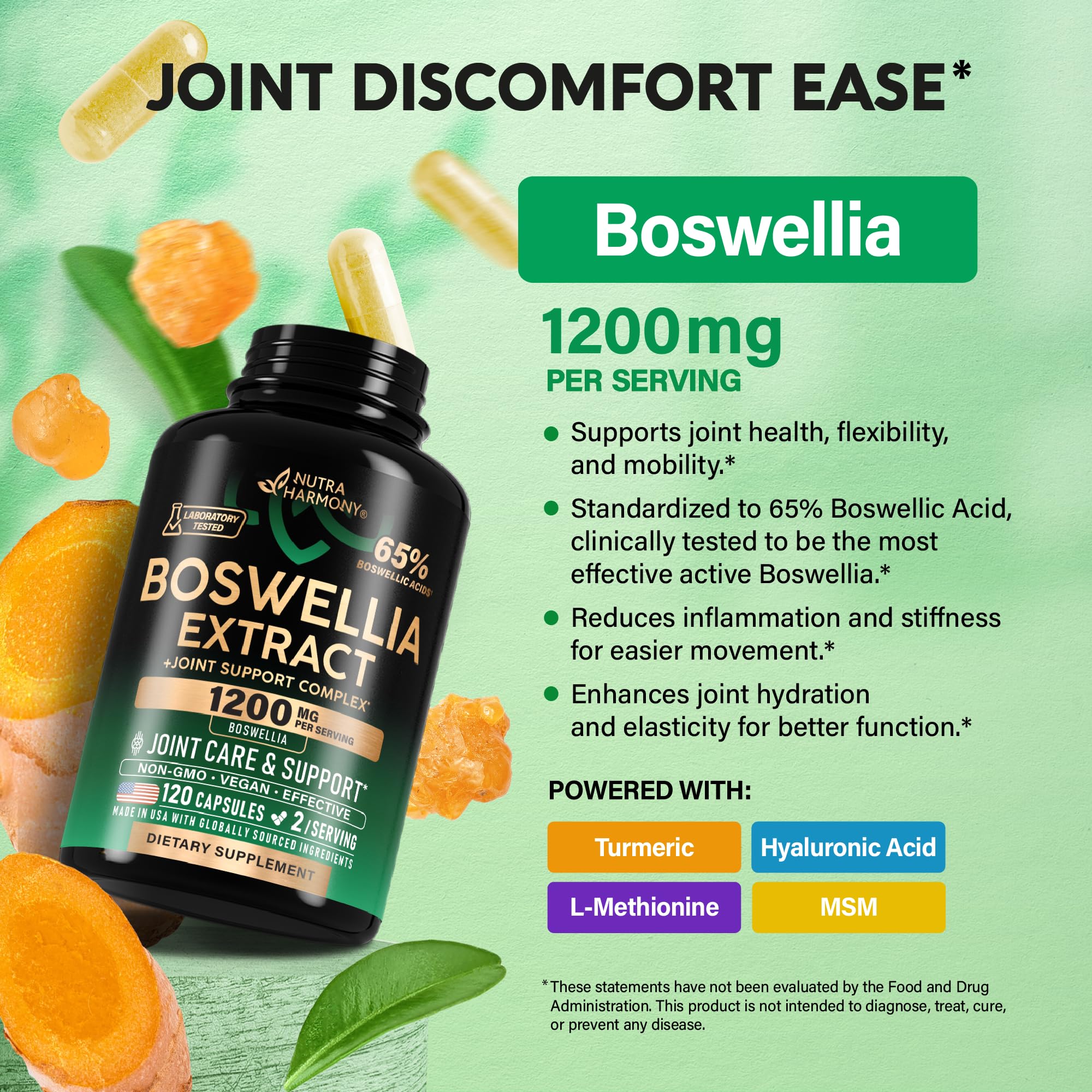 NUTRAHARMONY Boswellia Serrata 1200mg capsules with packaging