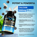 NUTRAHARMONY Calcium Supplement 1200mg tablets on a spoon