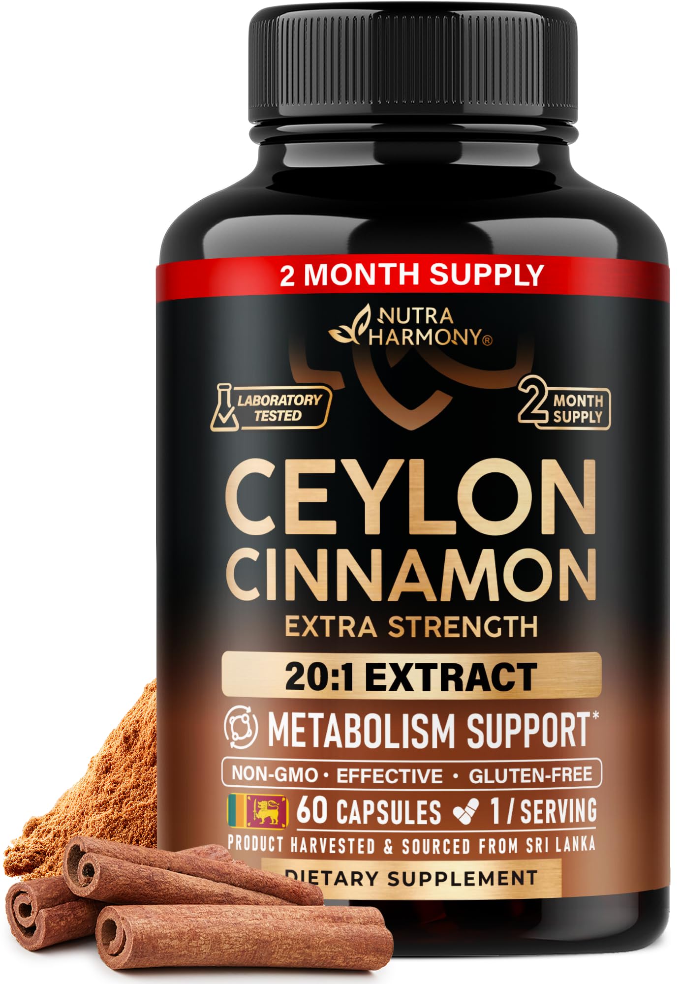 NUTRAHARMONY Ceylon Cinnamon Capsules 400mg front view
