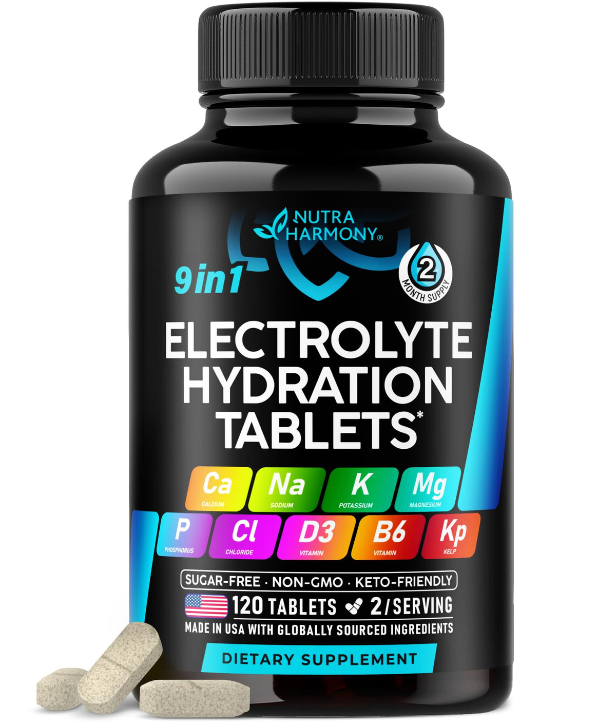 NUTRAHARMONY Electrolyte Tablets front view with packaging